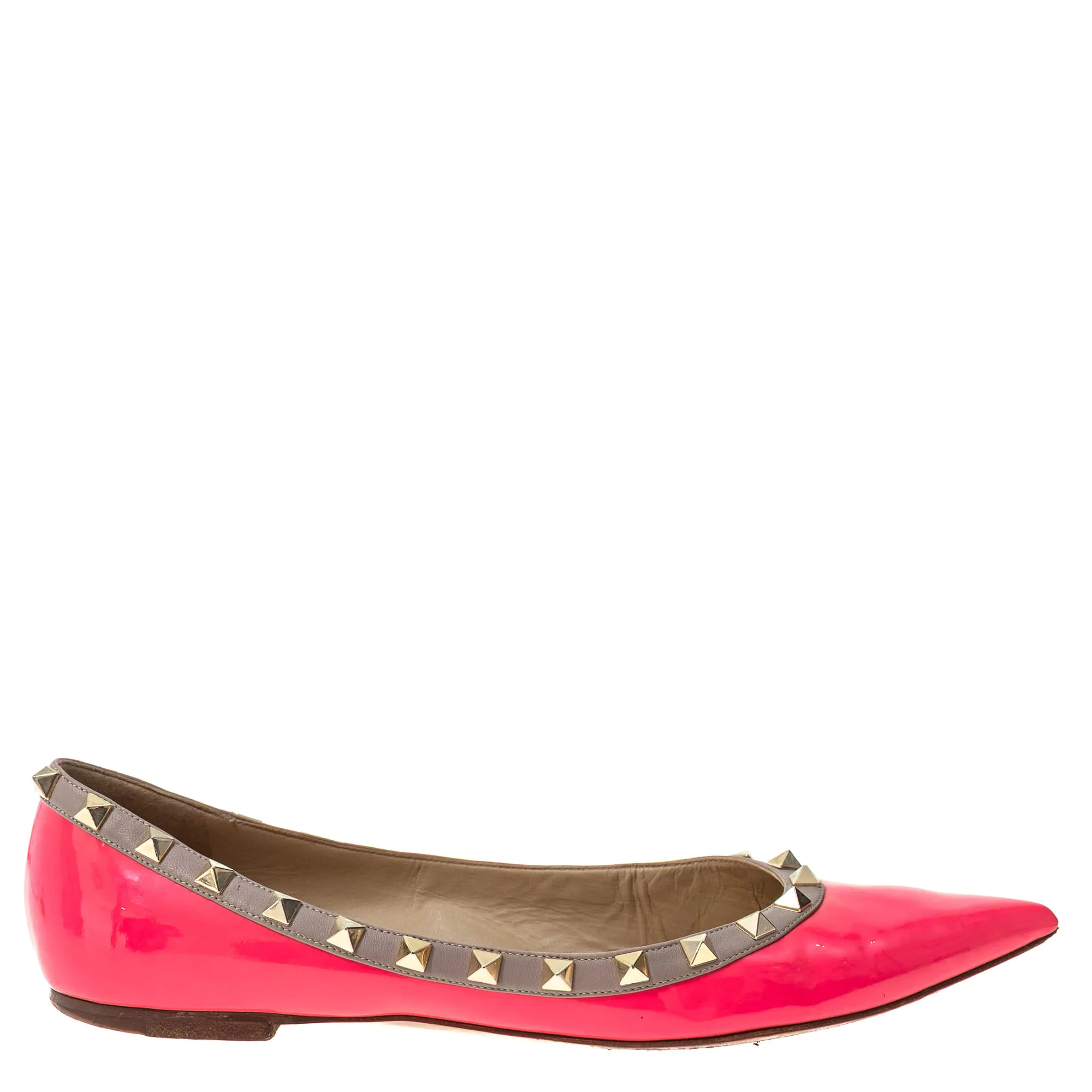 Sapatilha Valentino Rockstud Couro Rosa Neon