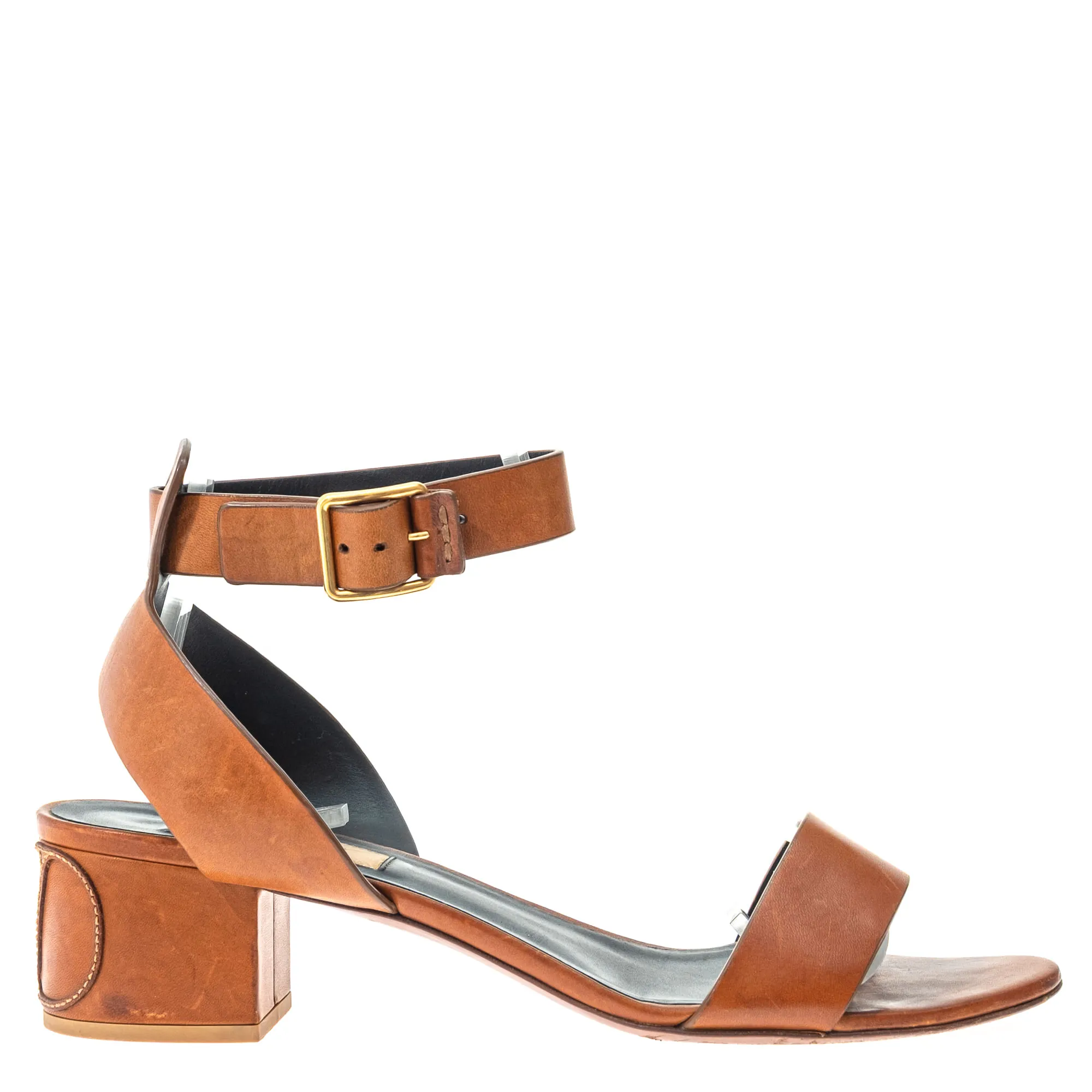 Sandália Valentino Logo Couro Marrom