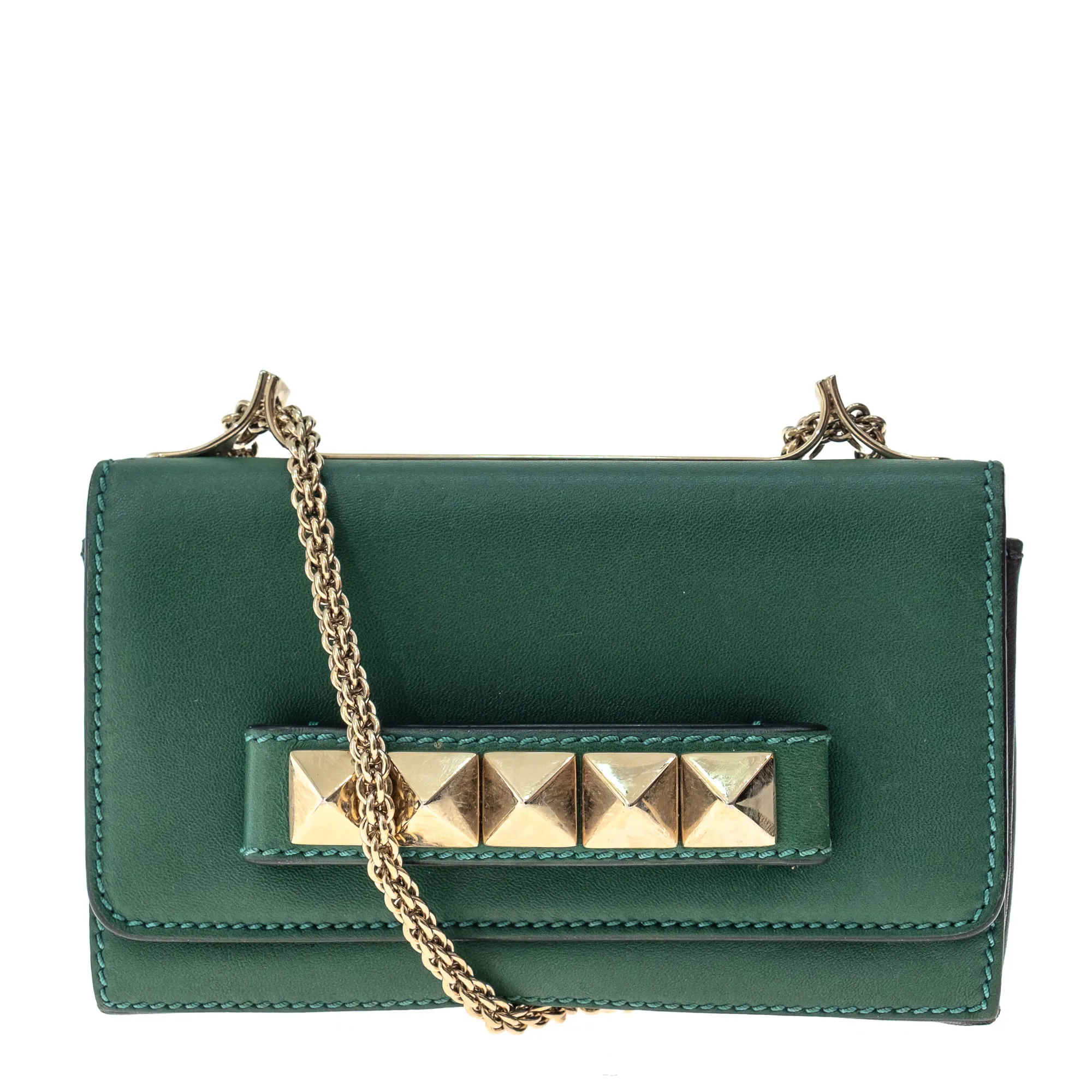 Bolsa Valentino Va Va Voom Couro Verde Strass