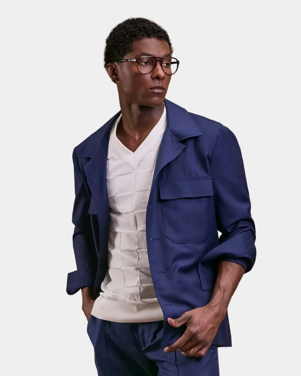 Caban lã fria azul escuro