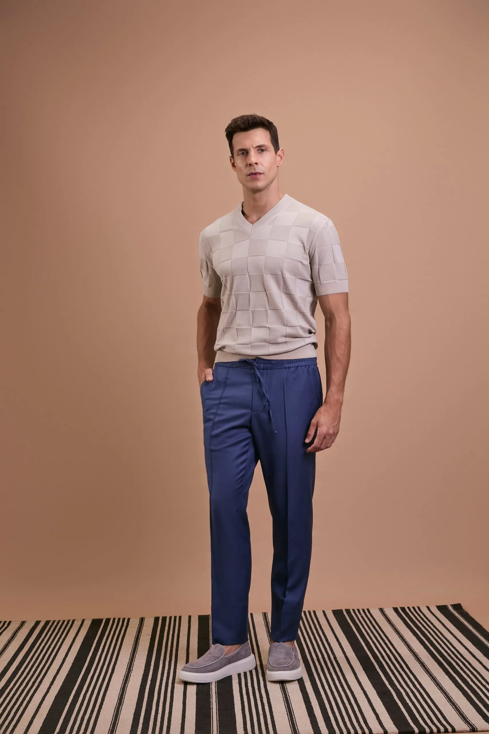 Calça 803 lã fria s120 azul médio