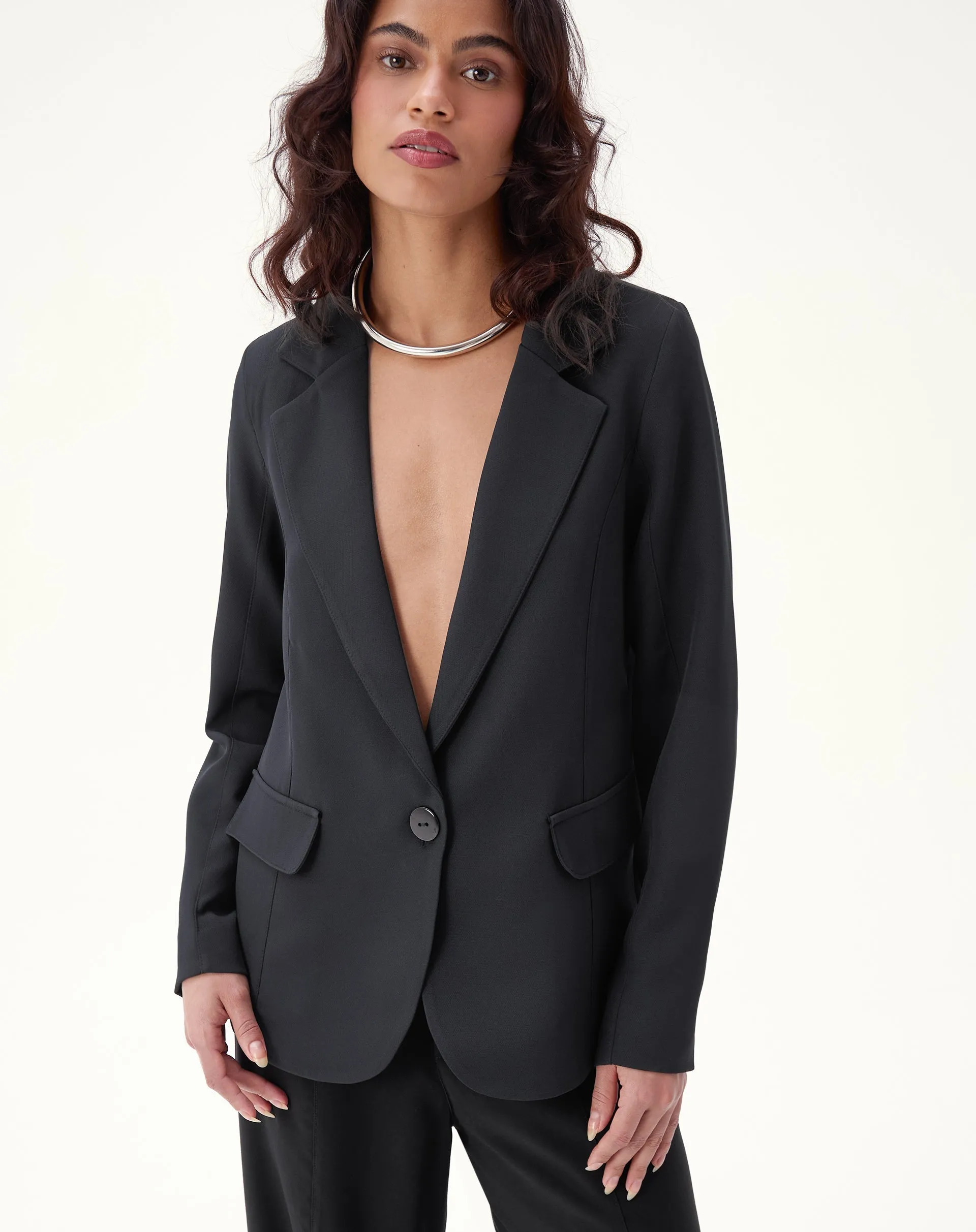 BLAZER SLIM GOLA COM LAPELA ALFAIATARIA - PRETO