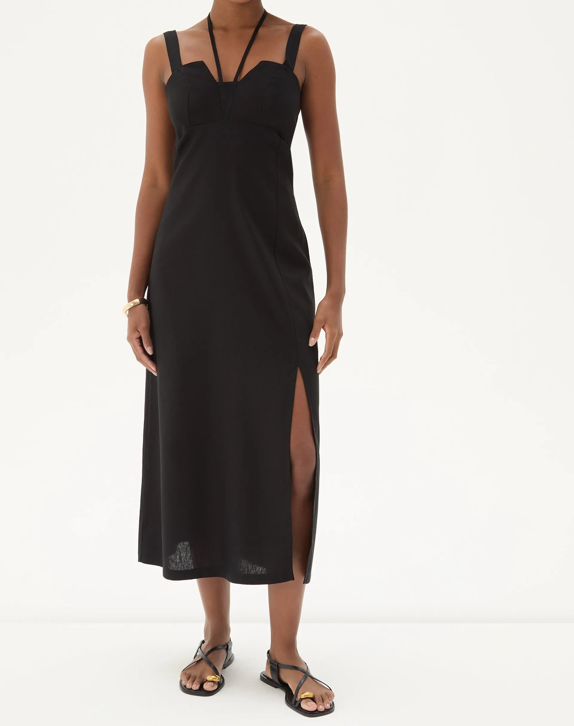 VESTIDO LONGO COM FENDA - PRETO