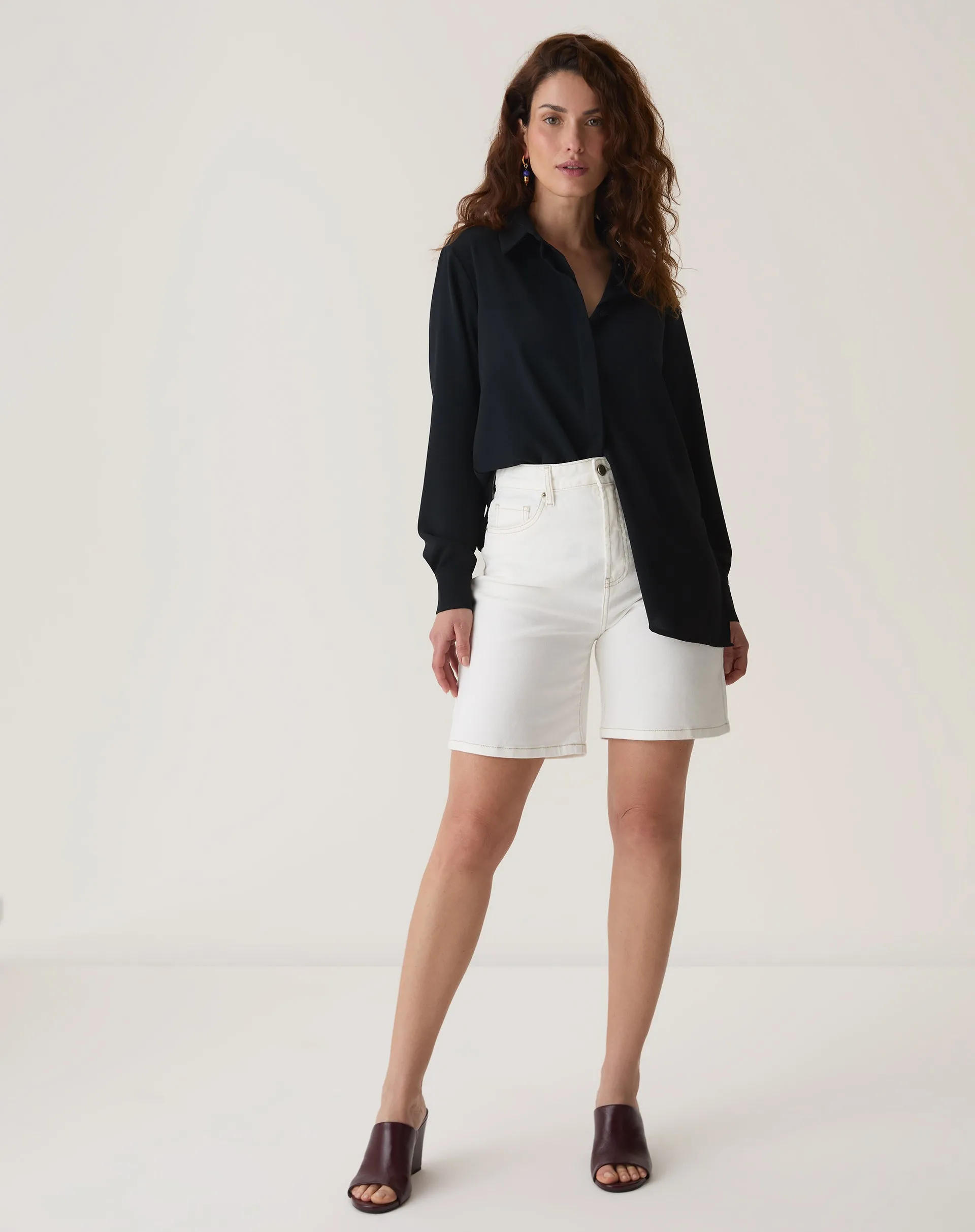 BERMUDA JEANS RETA - OFF-WHITE