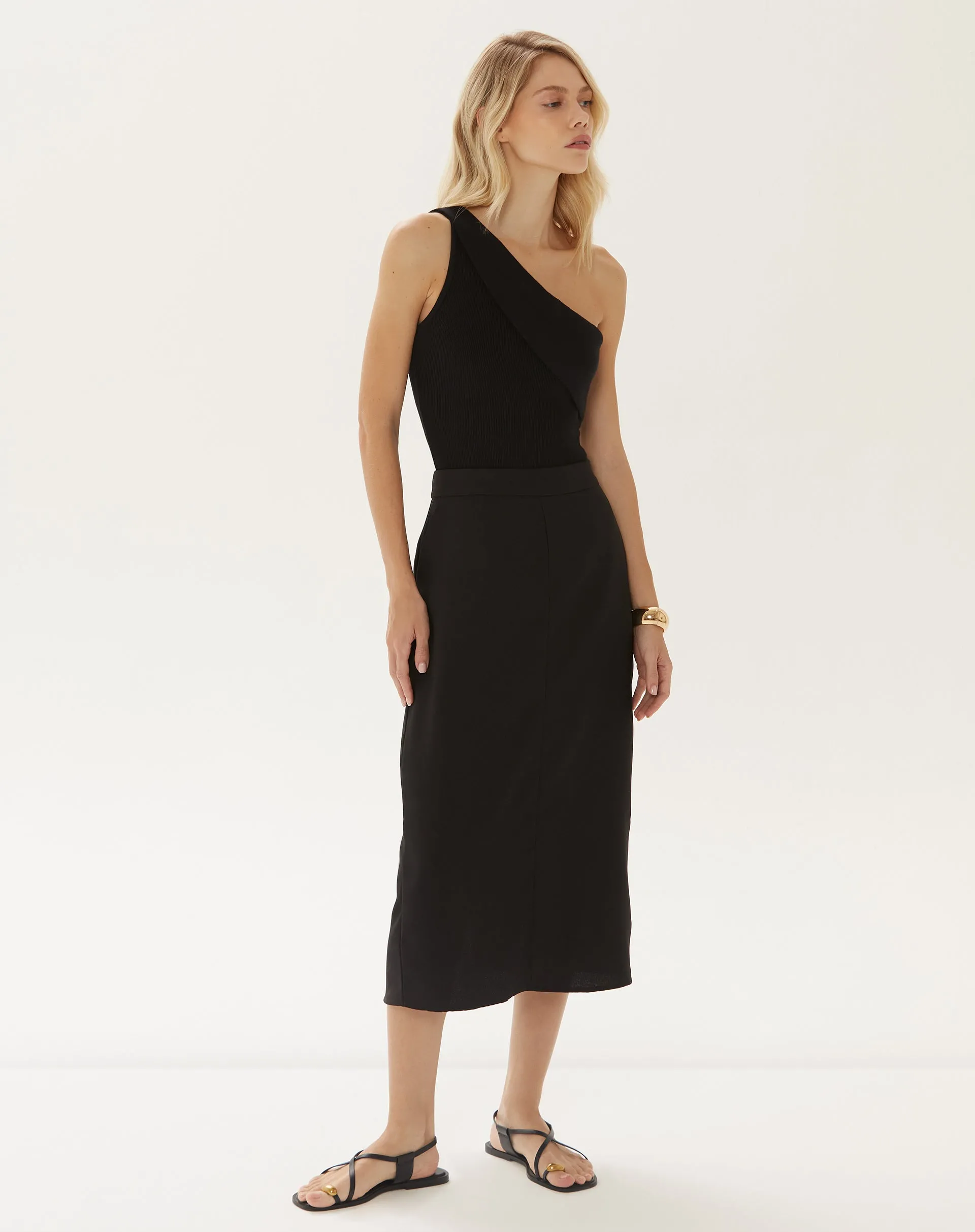 Saia Midi Tubo  - Preto