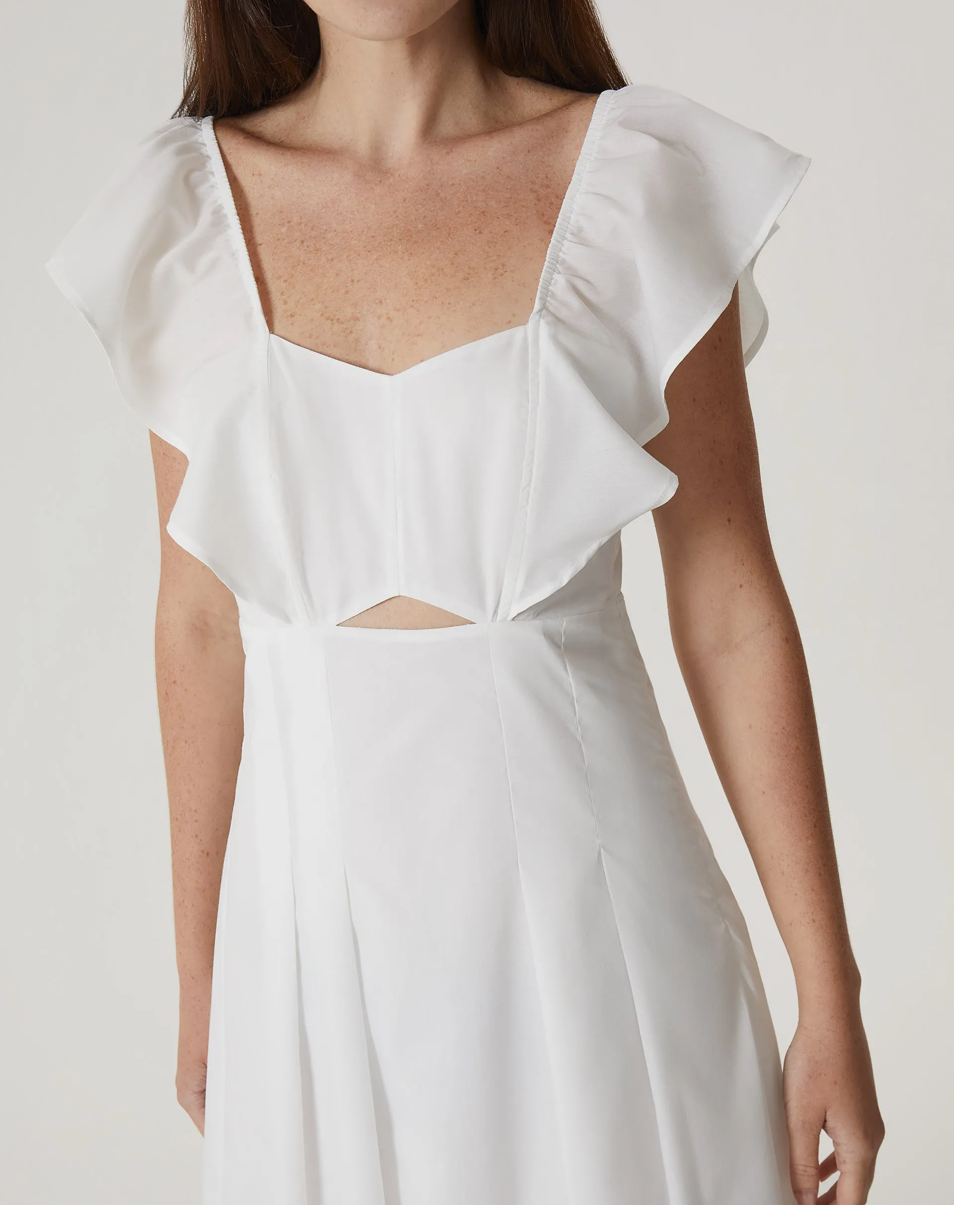 VESTIDO MIDI DE TRICOLINE - OFF-WHITE