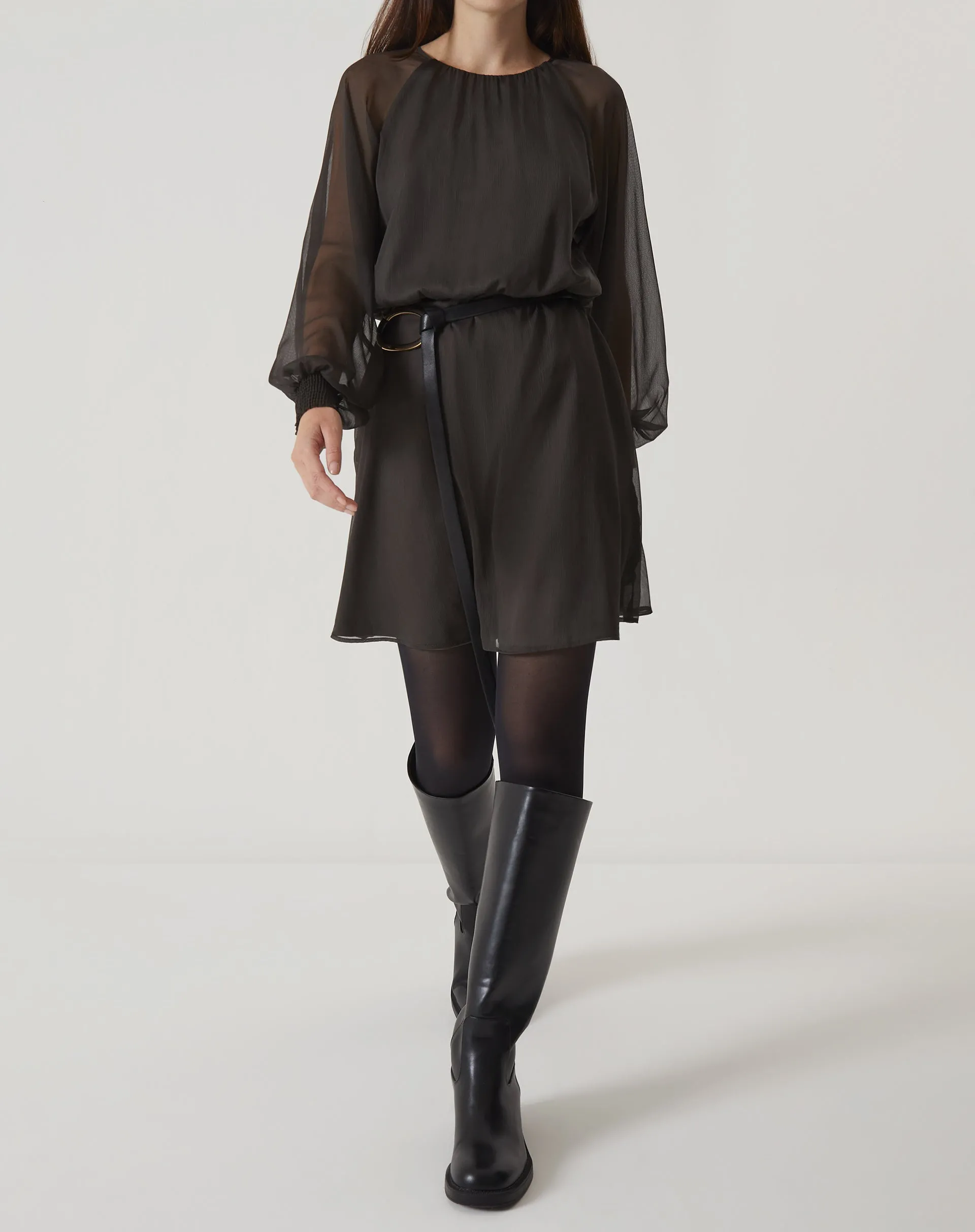 VESTIDO CURTO MANGA LONGA BUFANTE - VERDE