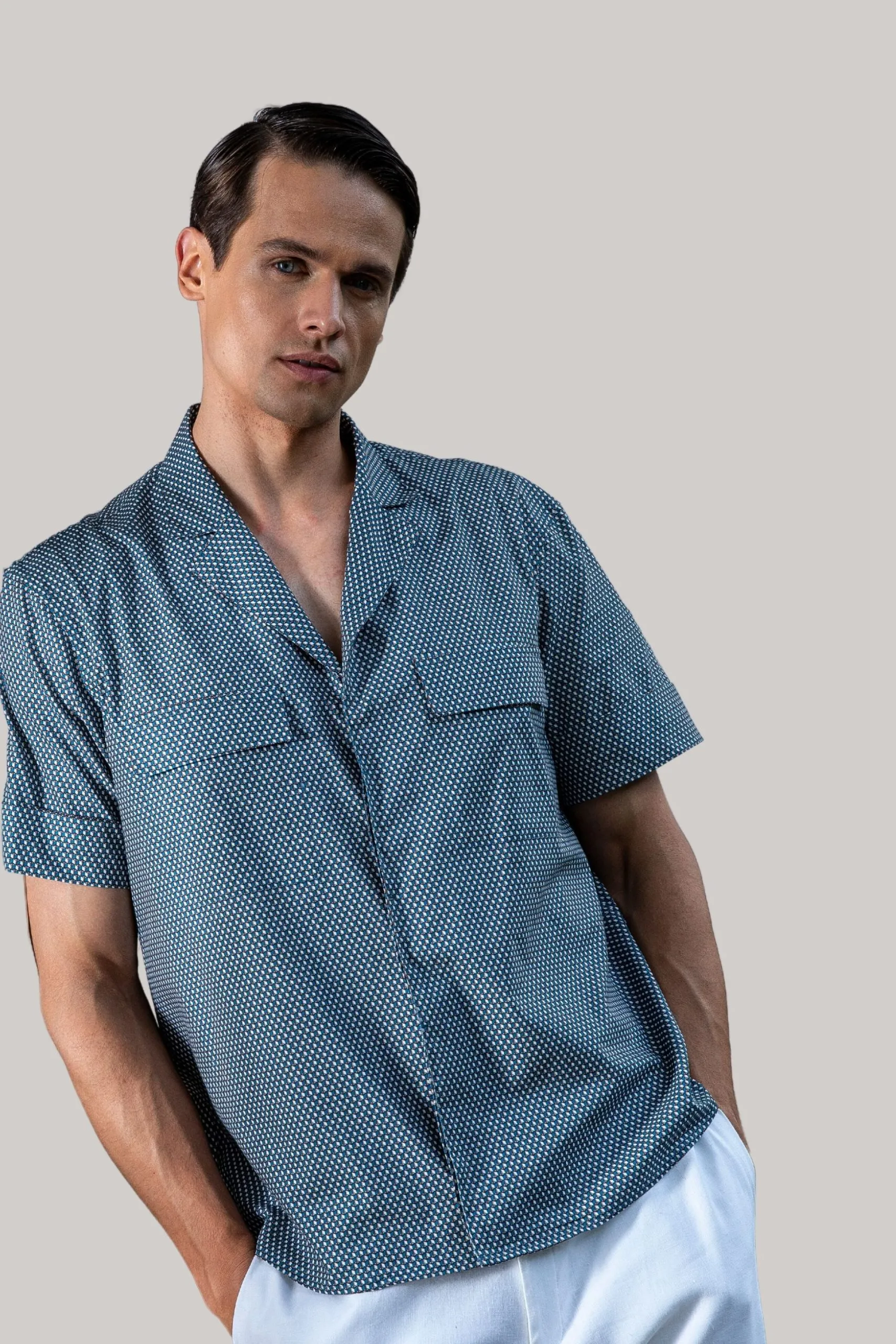 Camisa Laguna azul geométrica