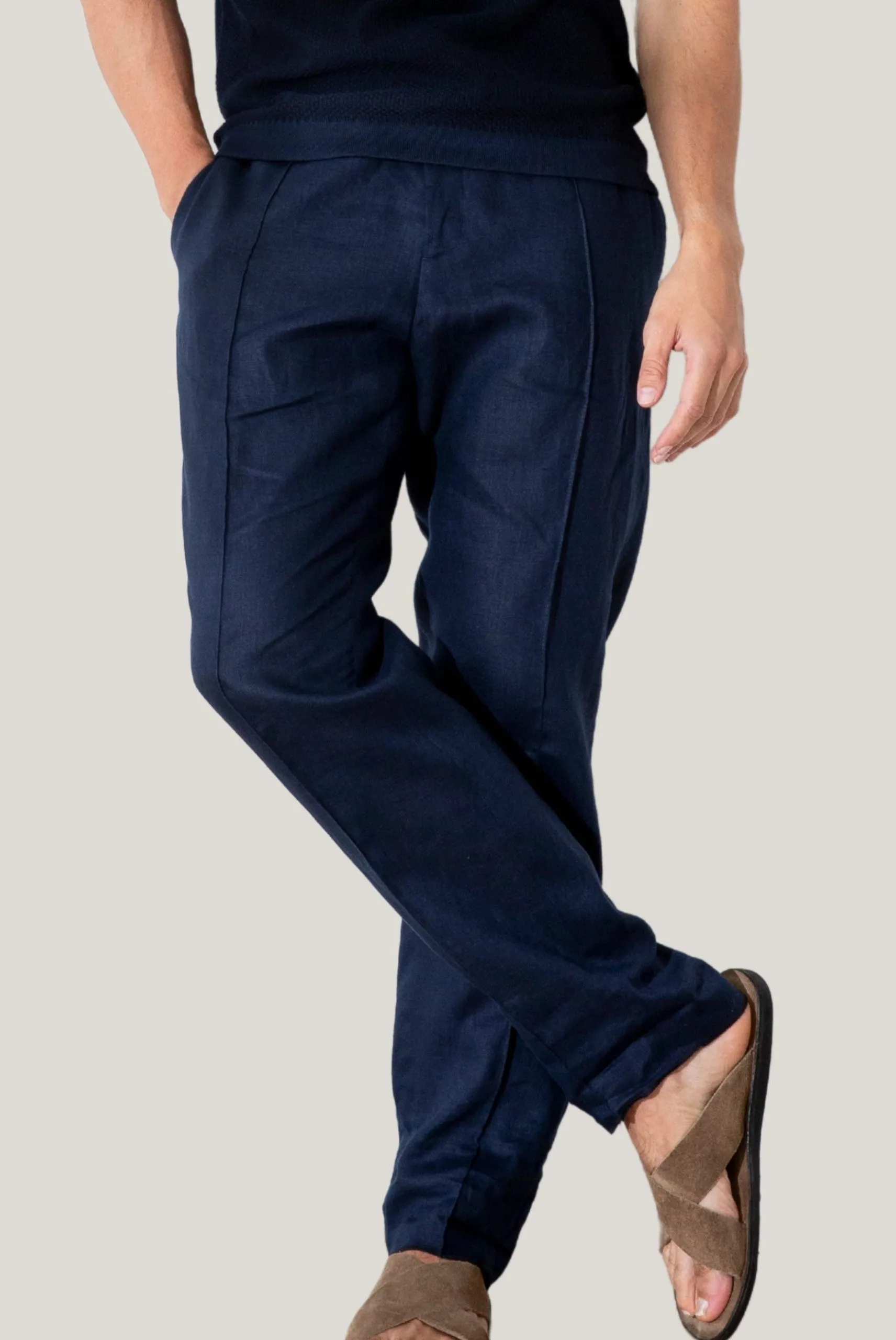 Calça Sahy linho marinho