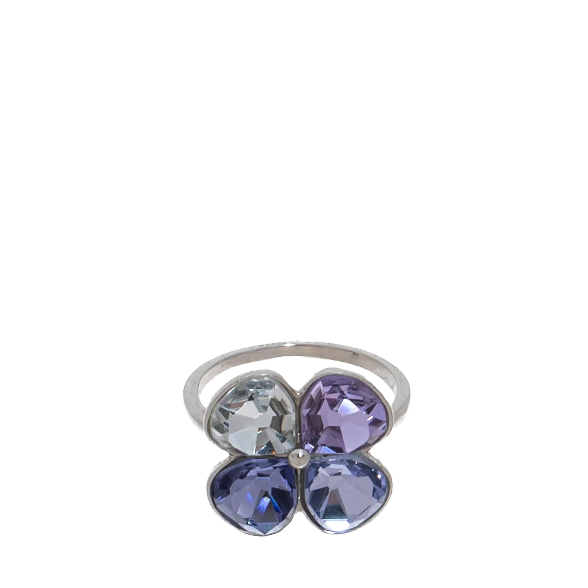 Anel Swarovski Flor Cristais Roxo