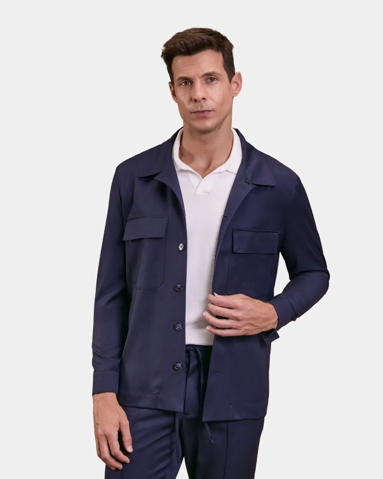 Caban lã fria azul marinho