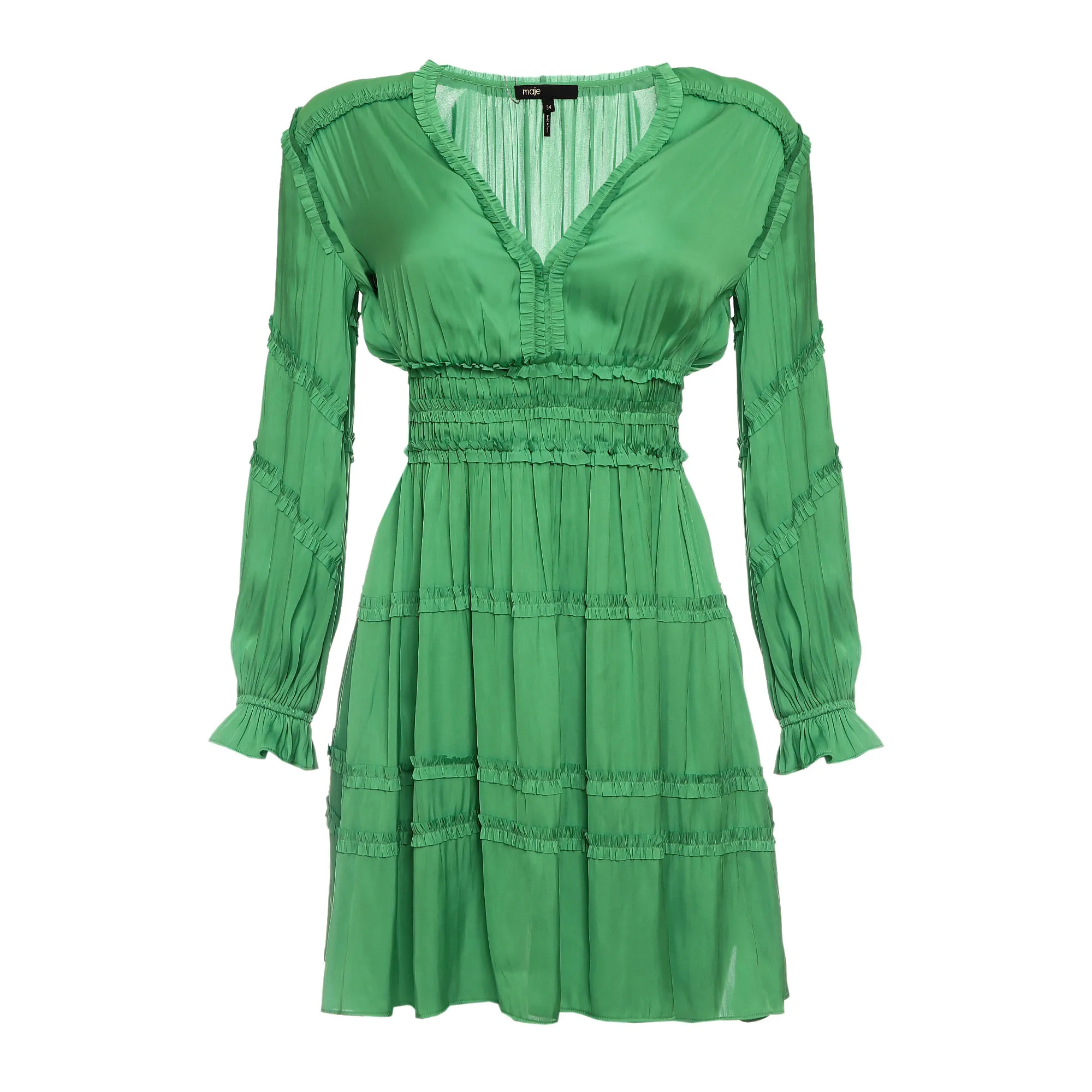 Vestido Maje Franzidos Verde