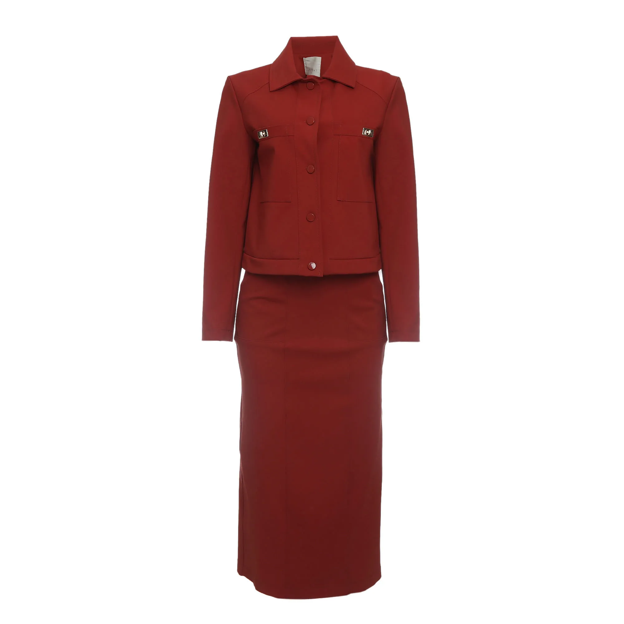 Conjunto Lafort Casaco e Saia Technoblock Terracota