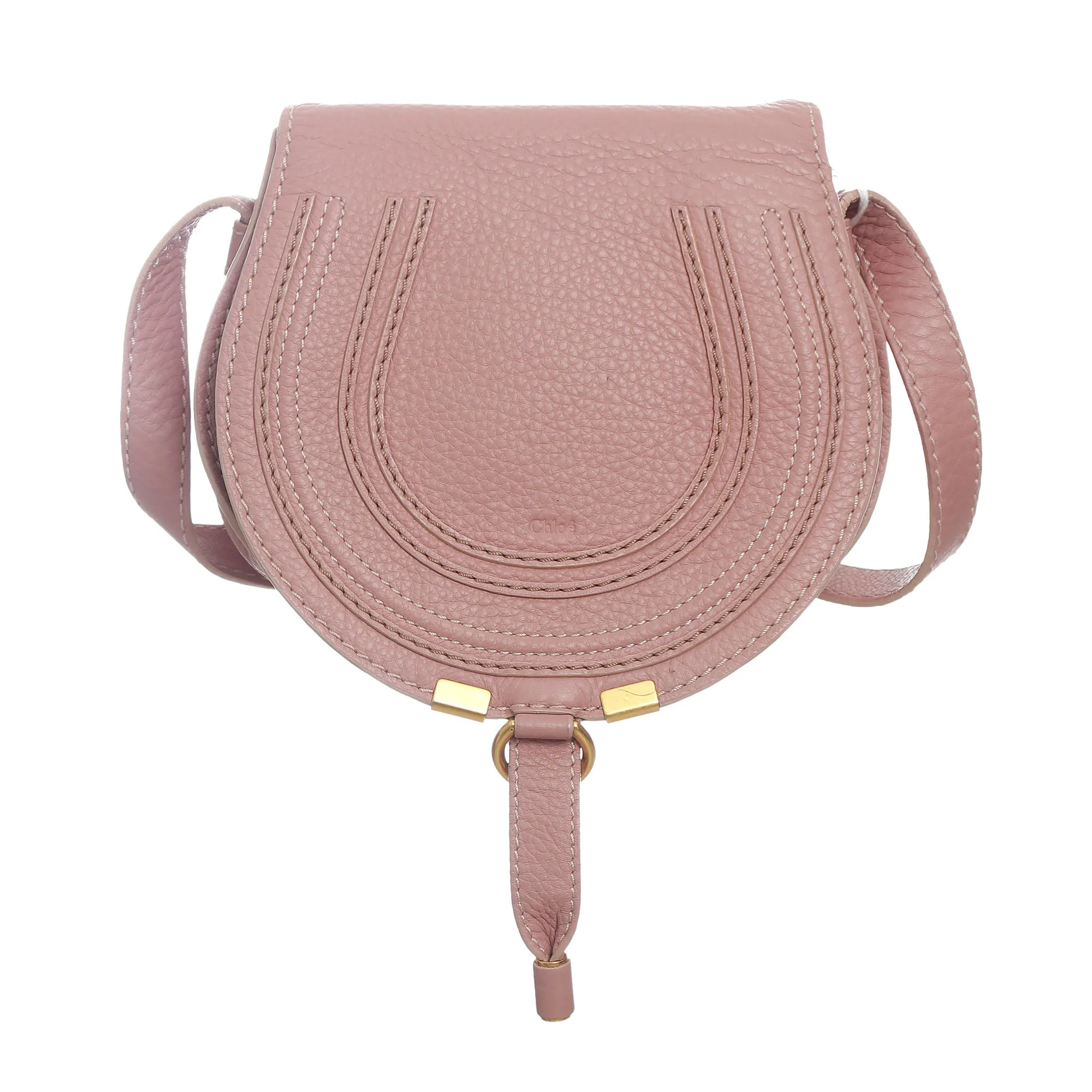 Bolsa Chloé Marcie Pequena Couro Rosa Claro