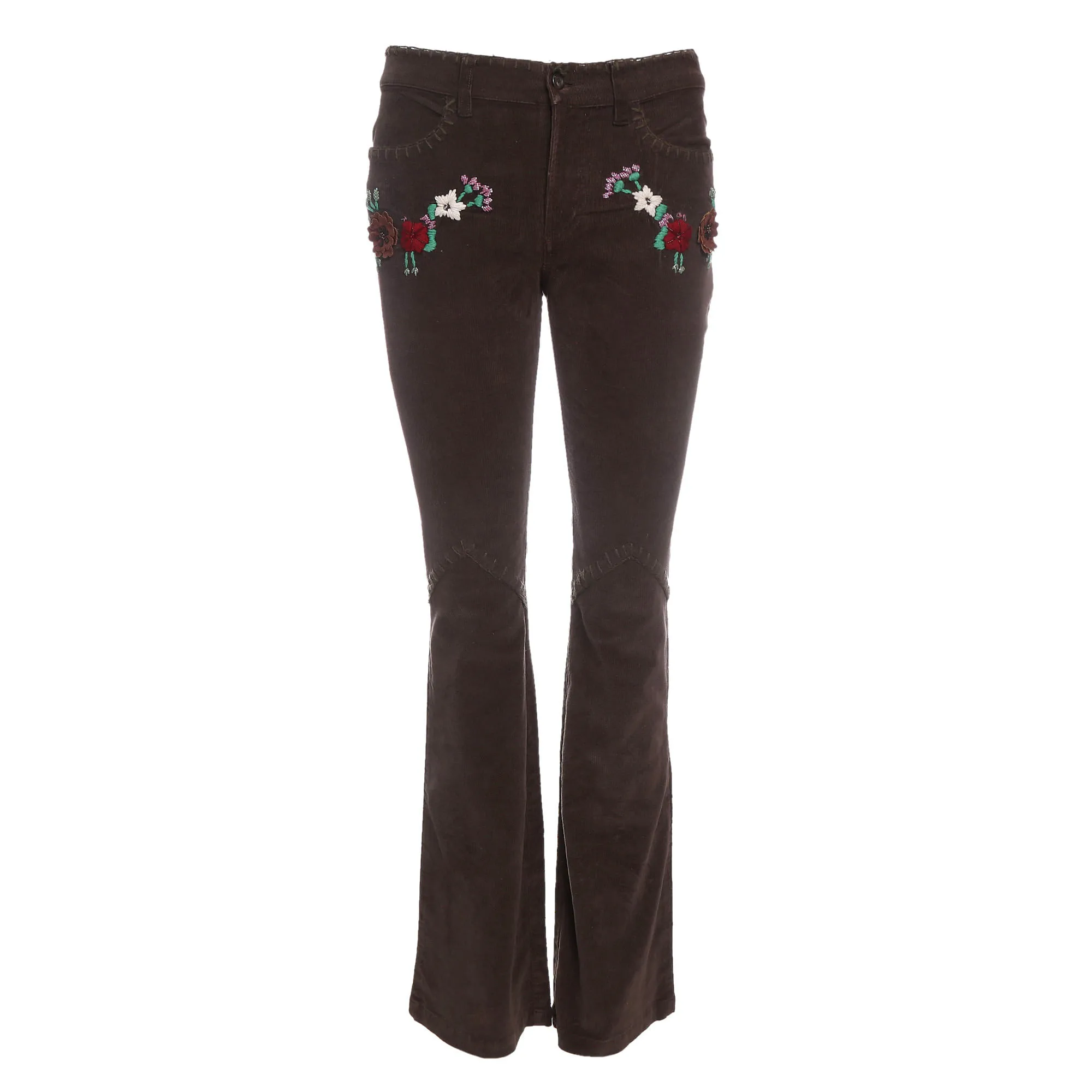 Calça Dolce & Gabbana Veludo e Bordado Marrom