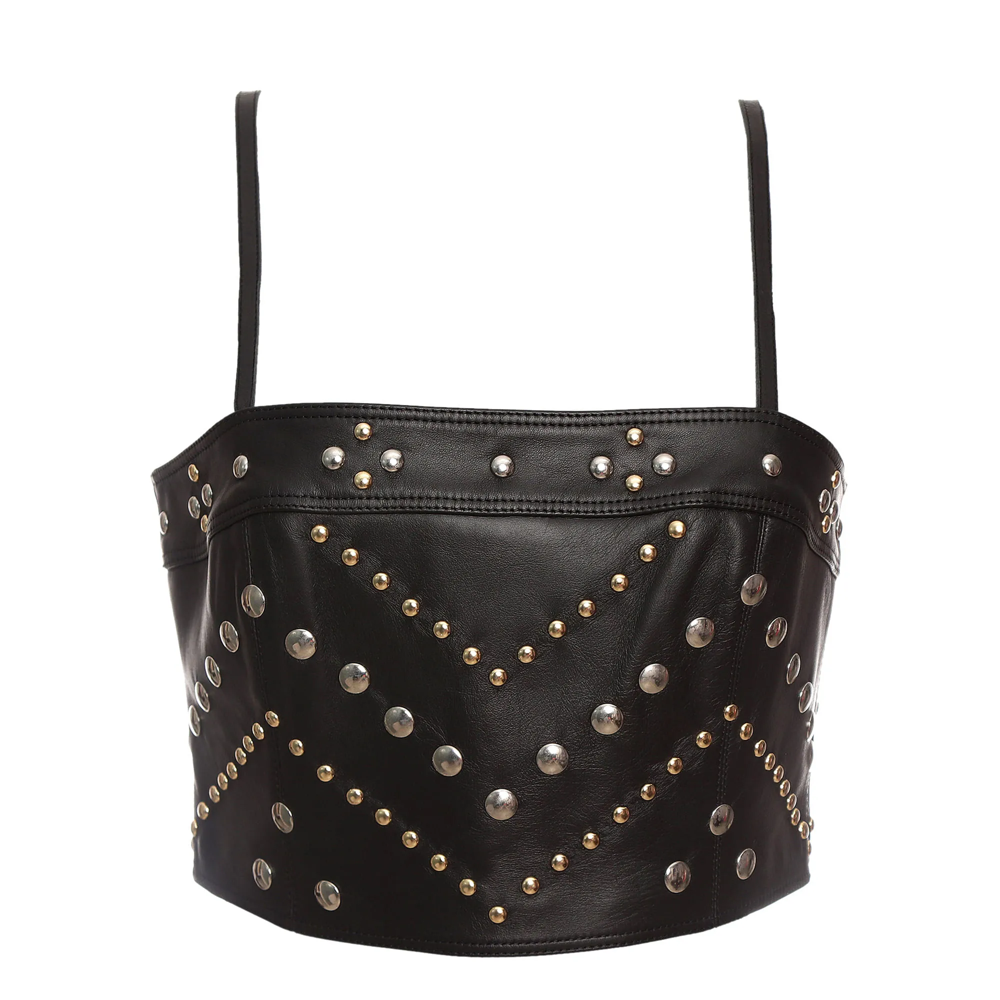 Top NK Tachas Couro Preto