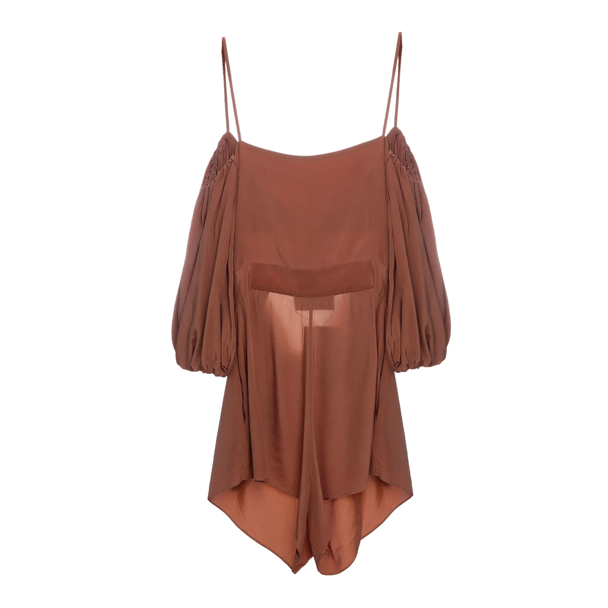 Macaquinho Adriana Degreas Seda Marrom