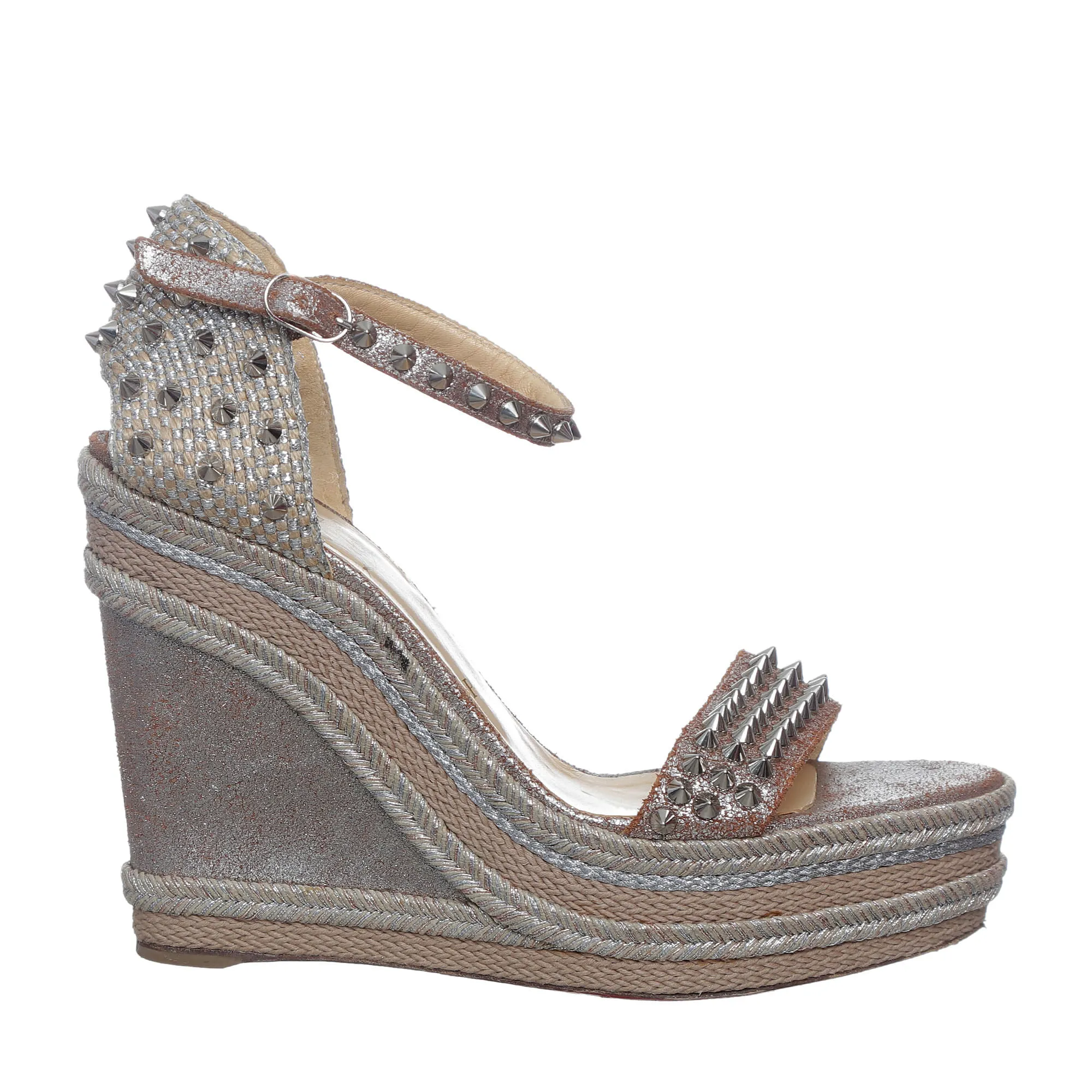 Sandália Christian Louboutin Anabela Metalizada