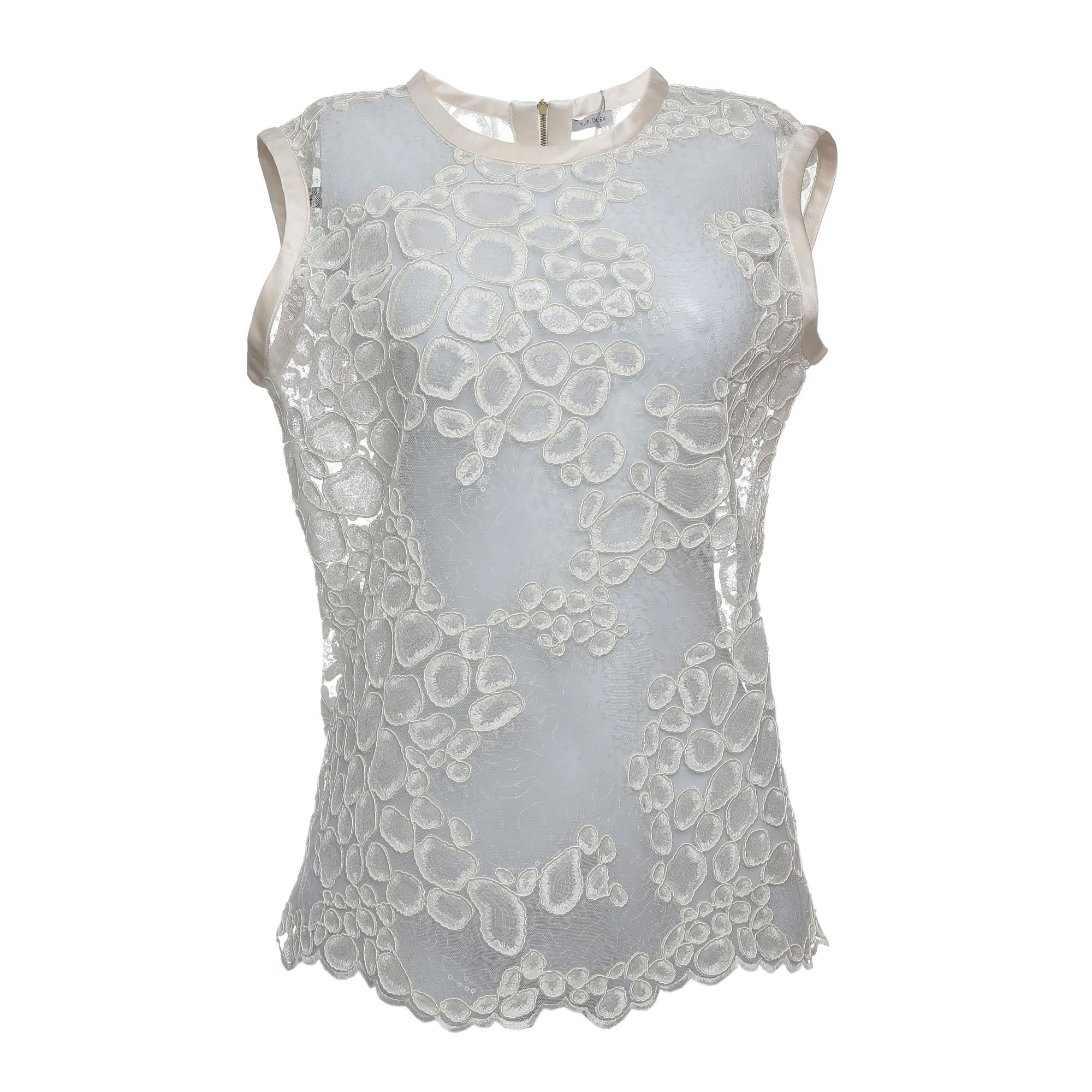 Blusa Tufi Duek Tule Bordado Branco