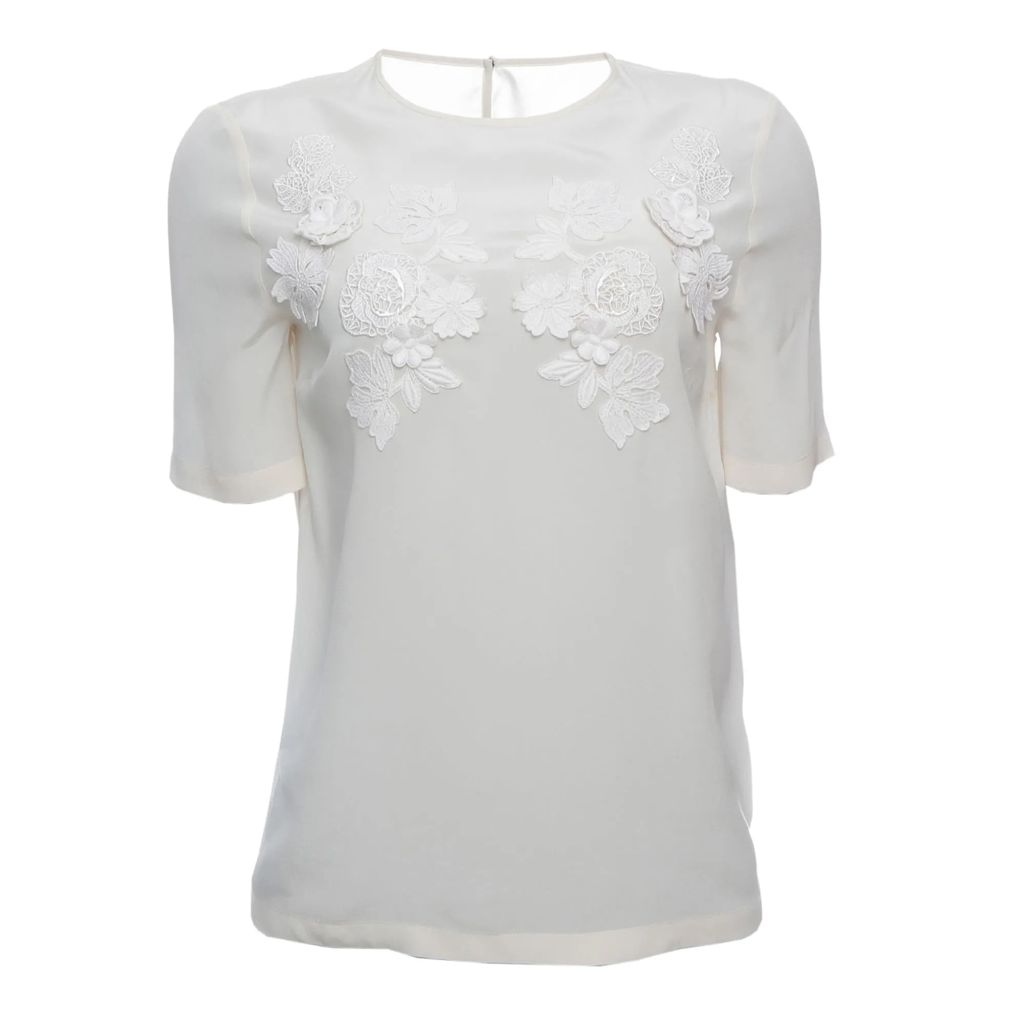 Blusa Dolce & Gabbana Seda com Aplicações Bege