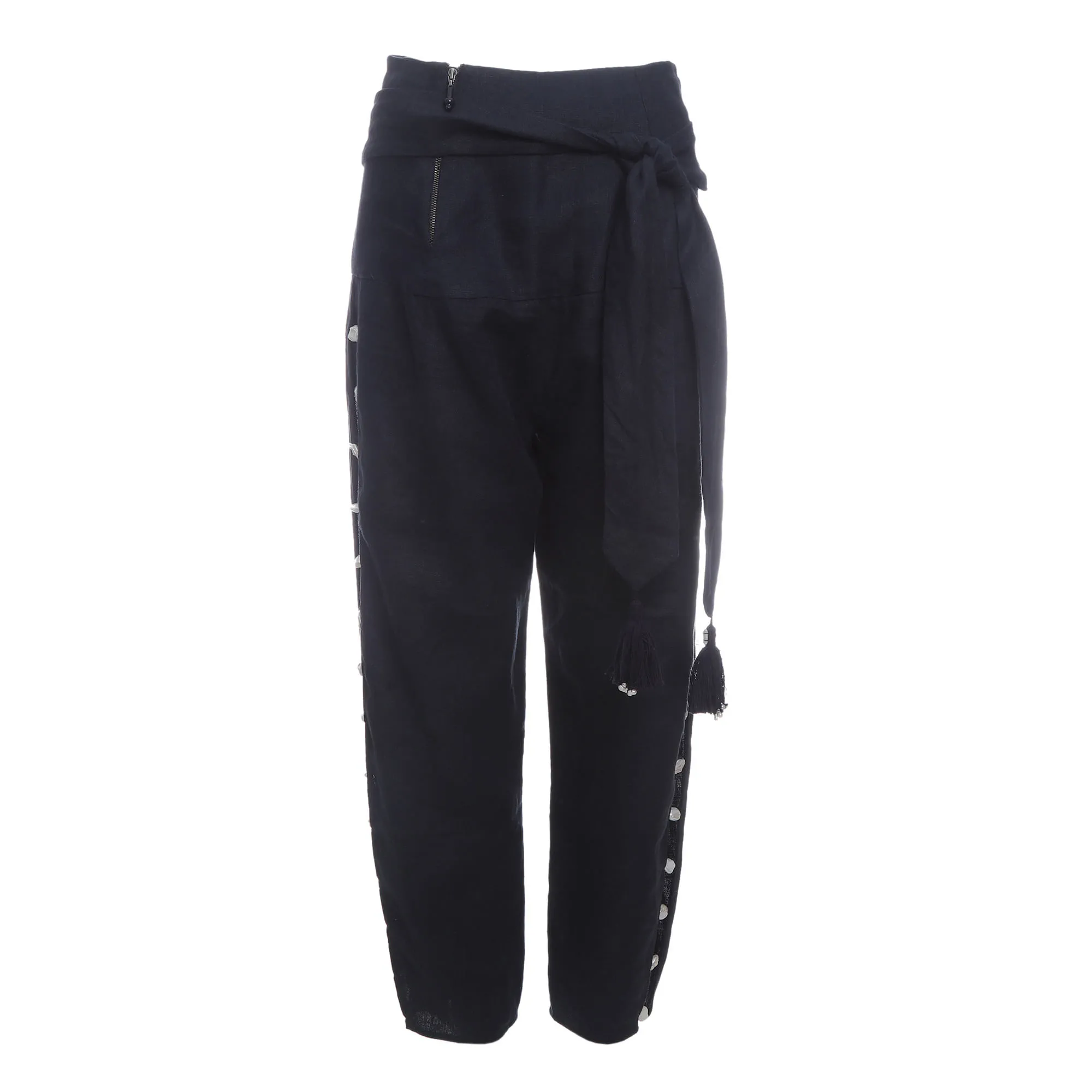 Calça Cris Barros com Cinto Pérolas Azul