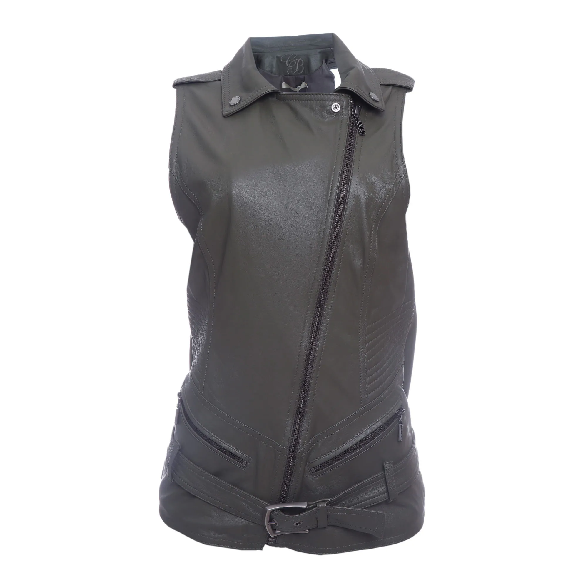 Colete Cris Barros com Cinto Couro Verde