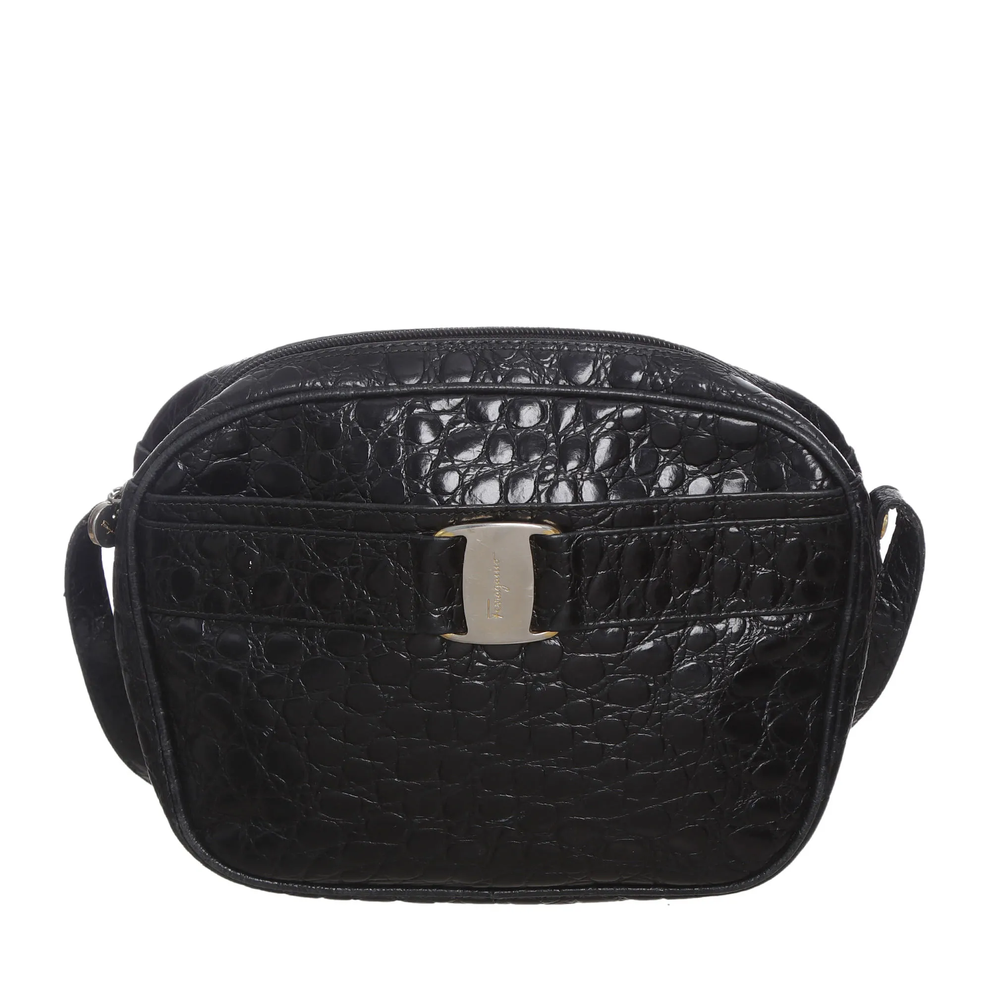 Bolsa Salvatore Ferragamo Couro Exótico Preto