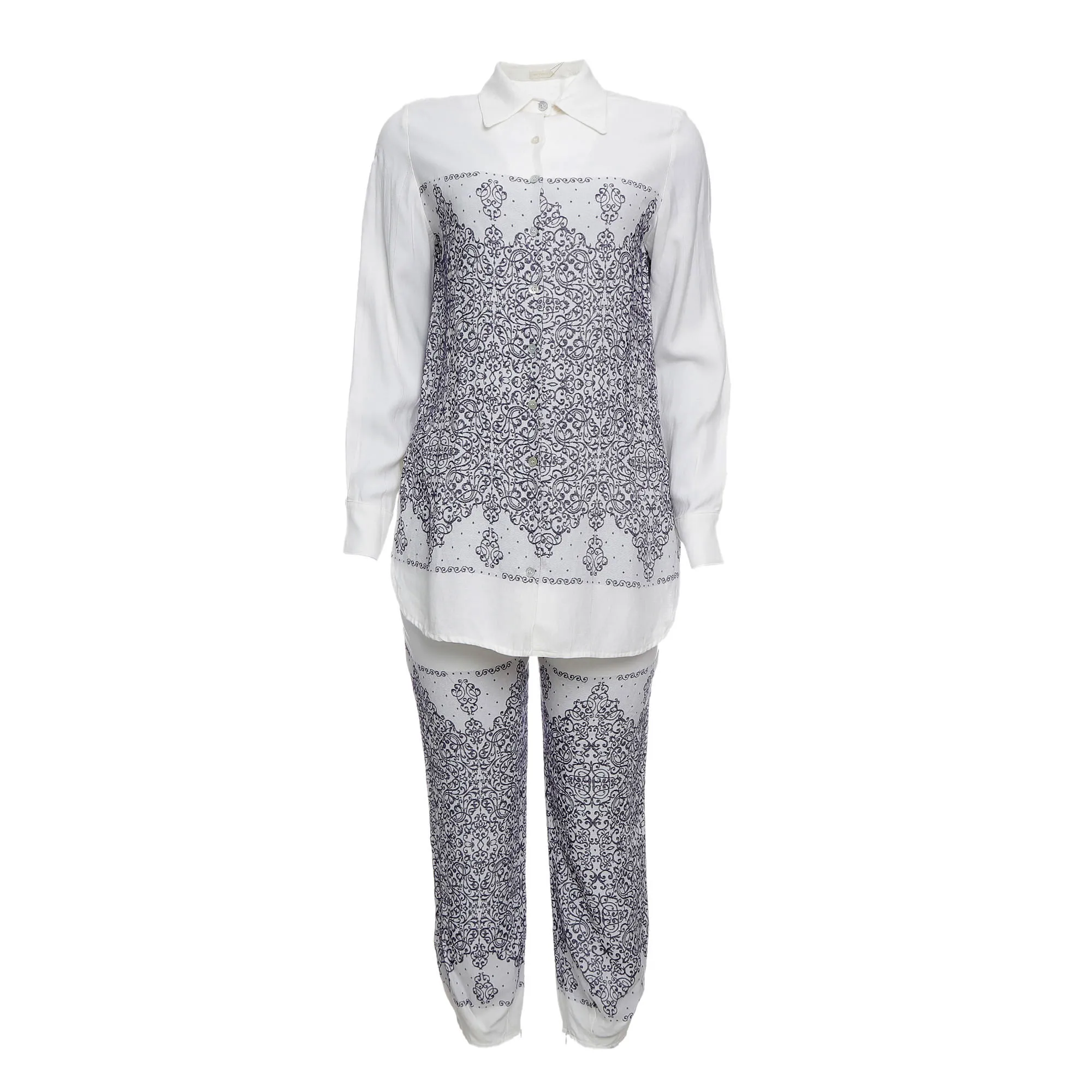 Conjunto Cris Barros Camisa e Calça Estampado Azul