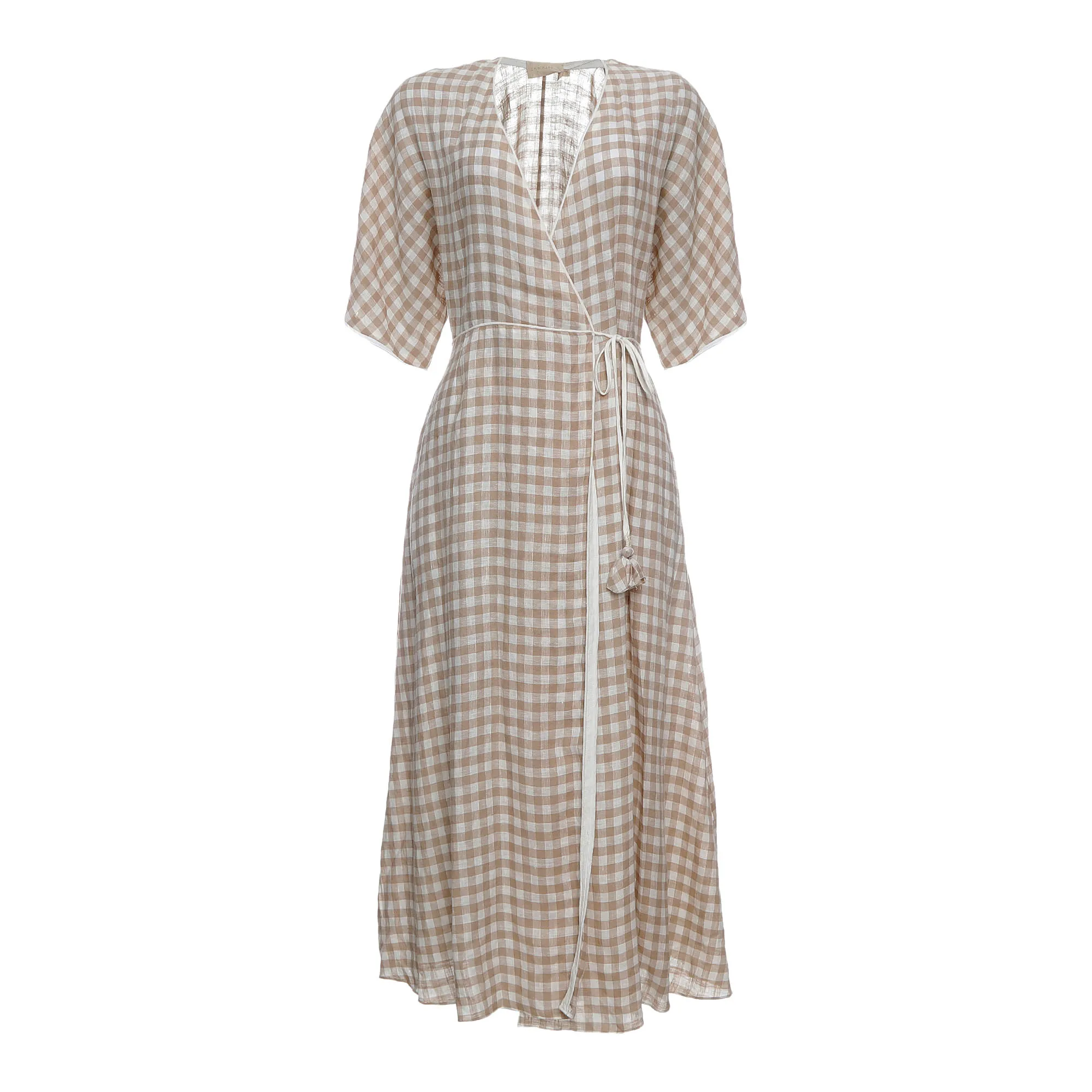 Vestido Cris Barros Vichy Bege