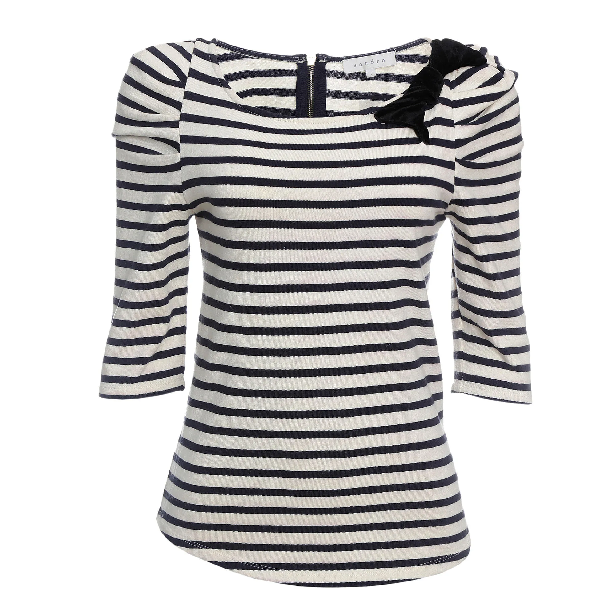 Blusa Sandro Listrada Laço Azul