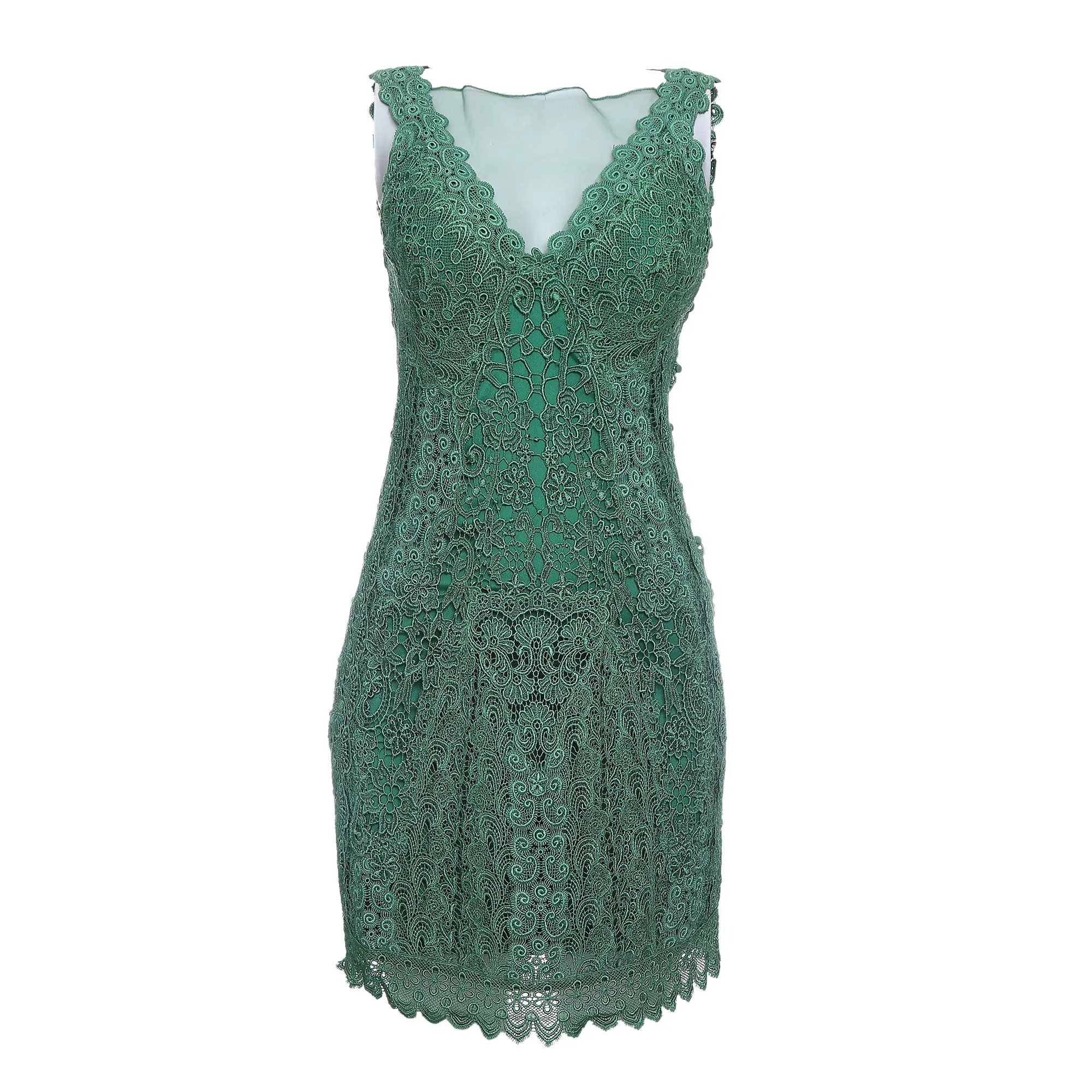 Vestido Barbara Bela Guipure Verde