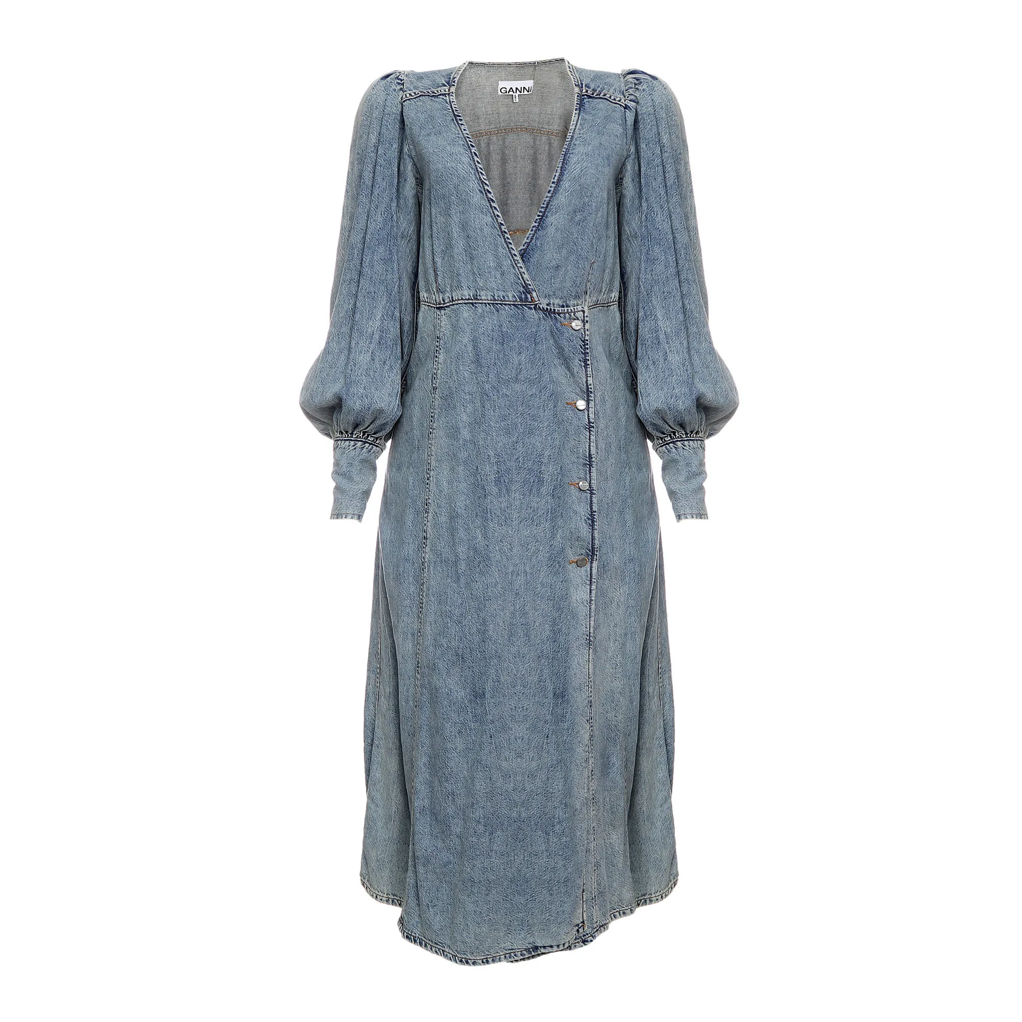 Vestido Ganni Mangas Bufantes Jeans