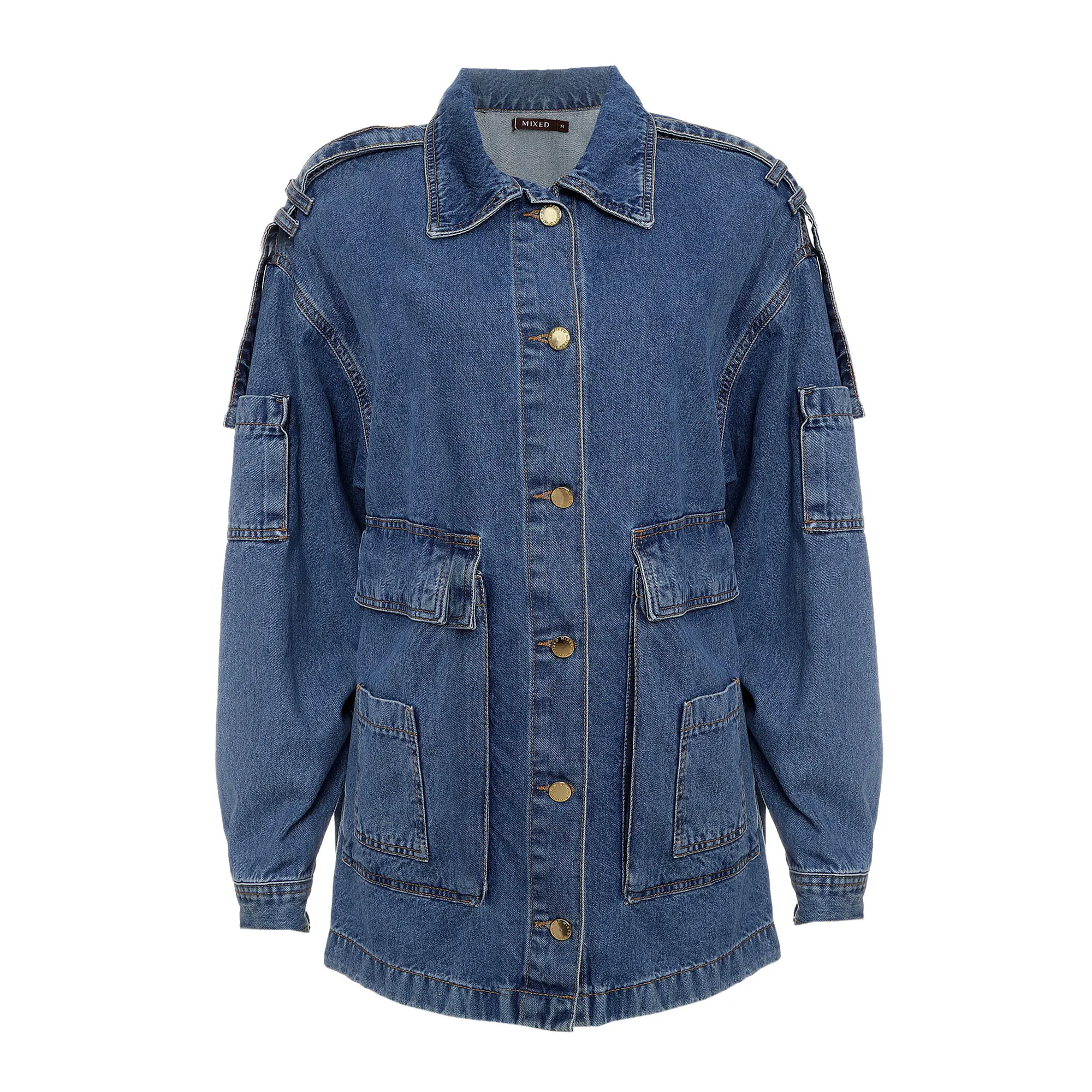 Jaqueta Mixed Jeans Alongada