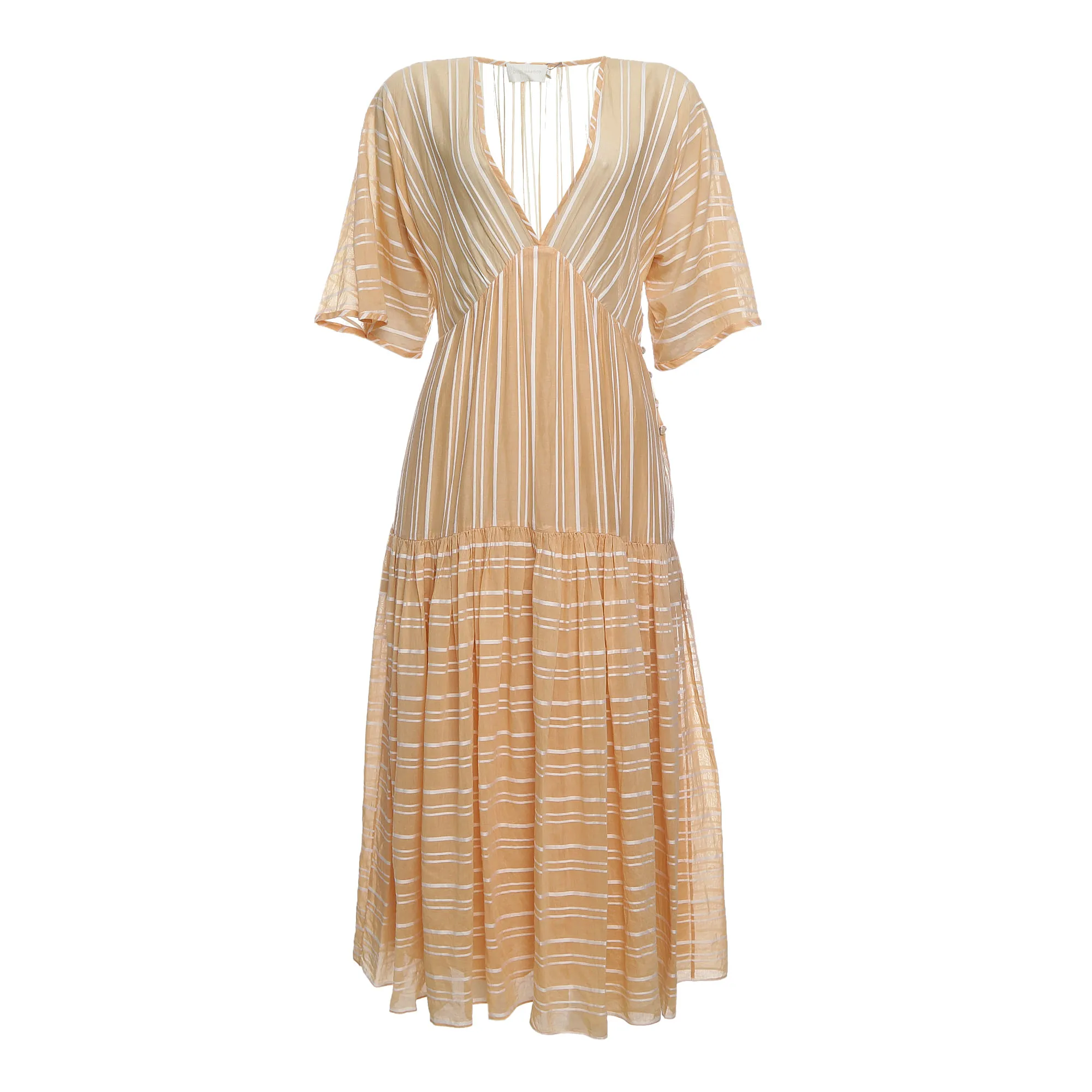 Vestido Cris Brros Listrado Laranja