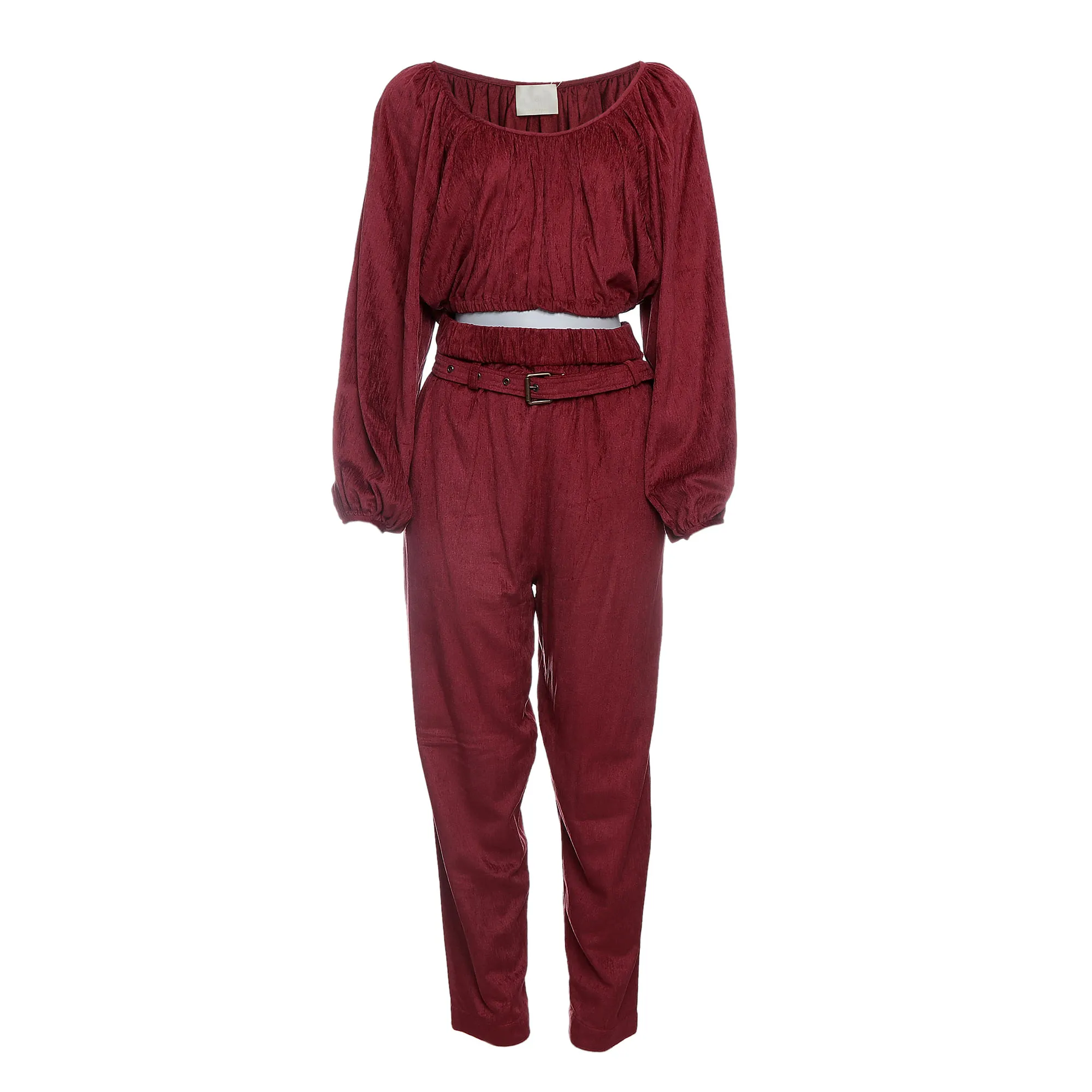 Conjunto Paula Raia com Cinto Veludo Vinho