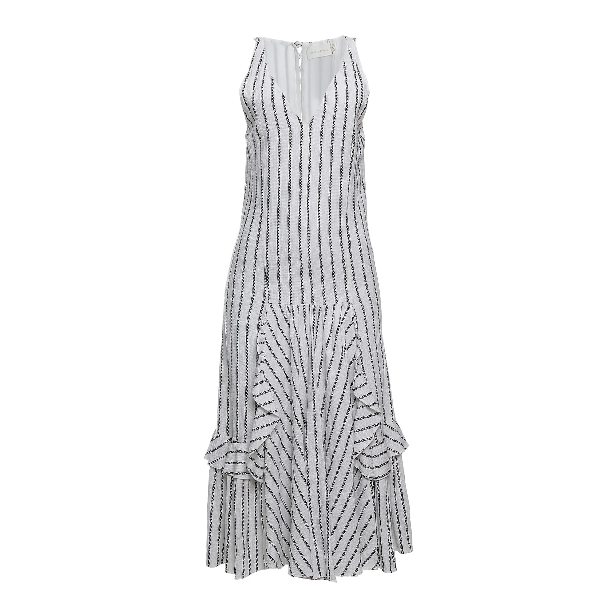 Vestido Cris Barros Listrado Preto e Branco