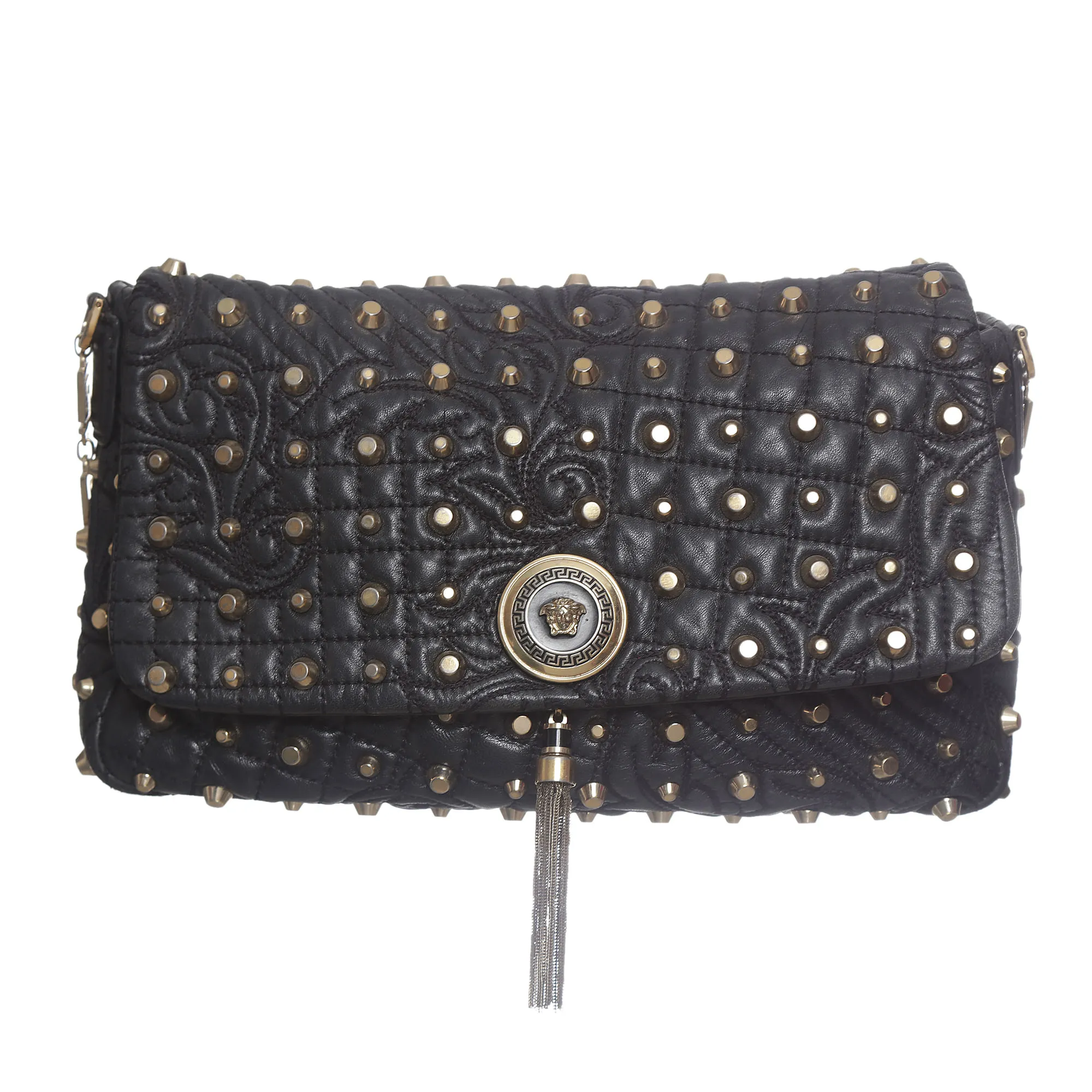 Bolsa Versace Cravejada Preta