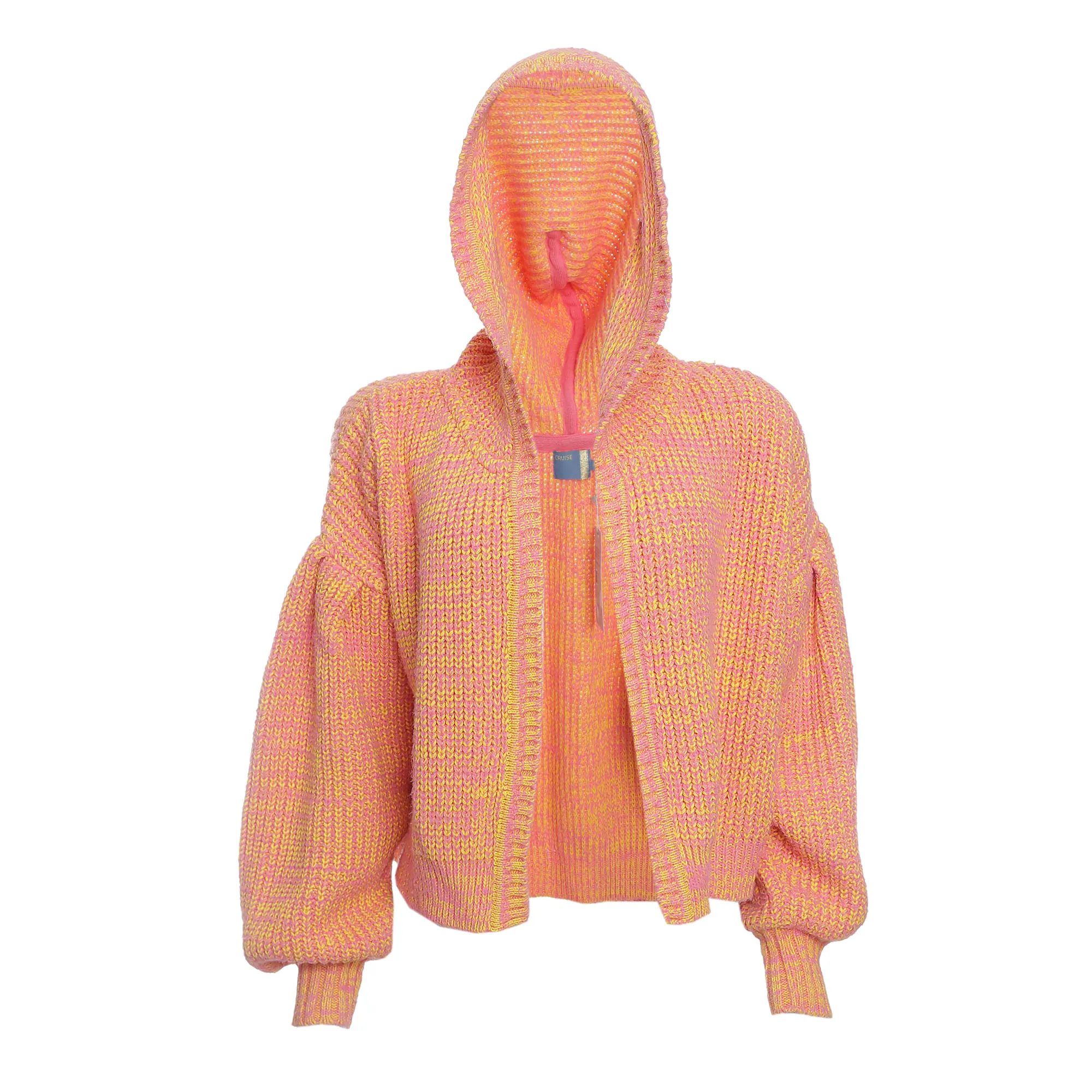 Tricô Cuise com Capuz Bicolor Rosa