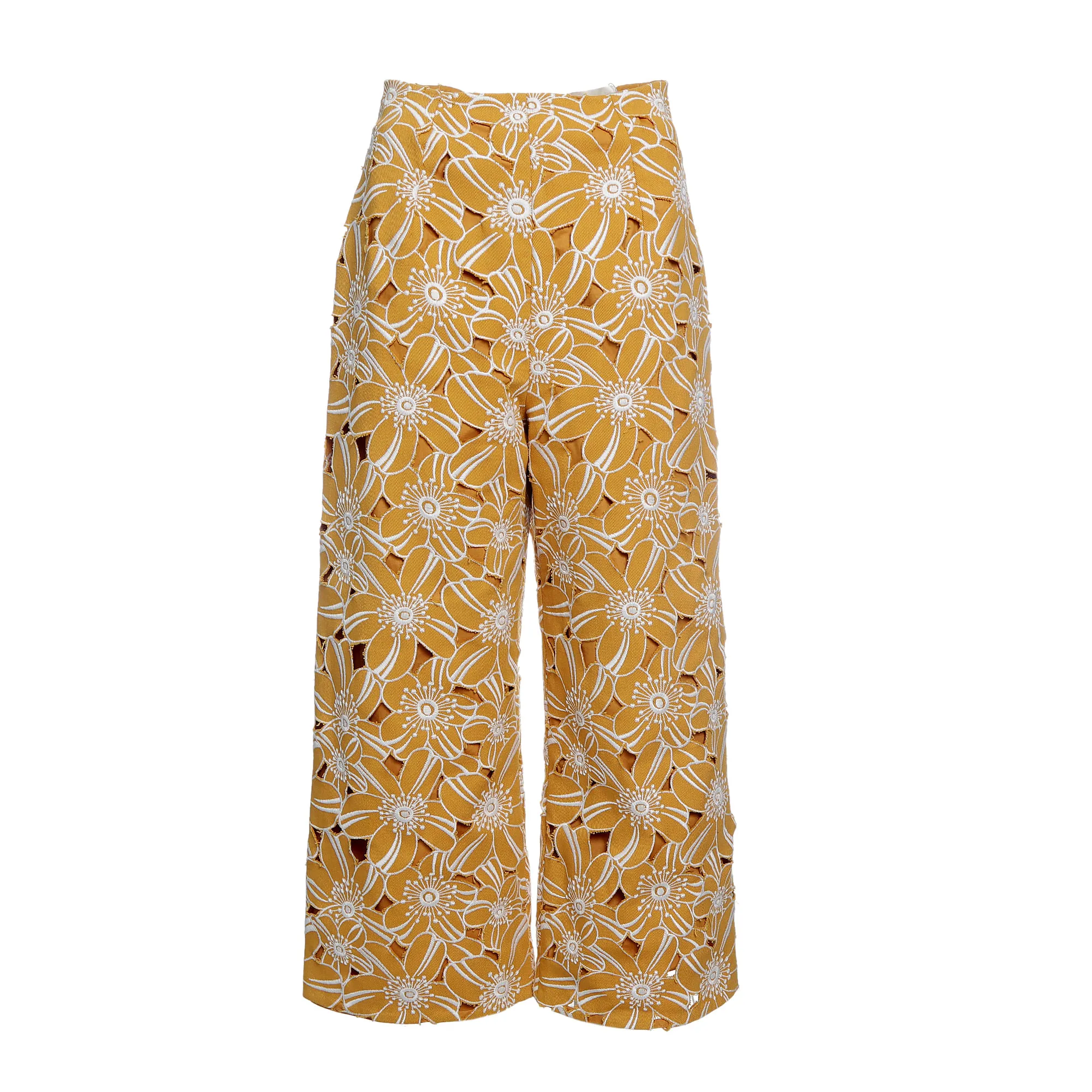 Calça Paula Raia Bordada Amarela