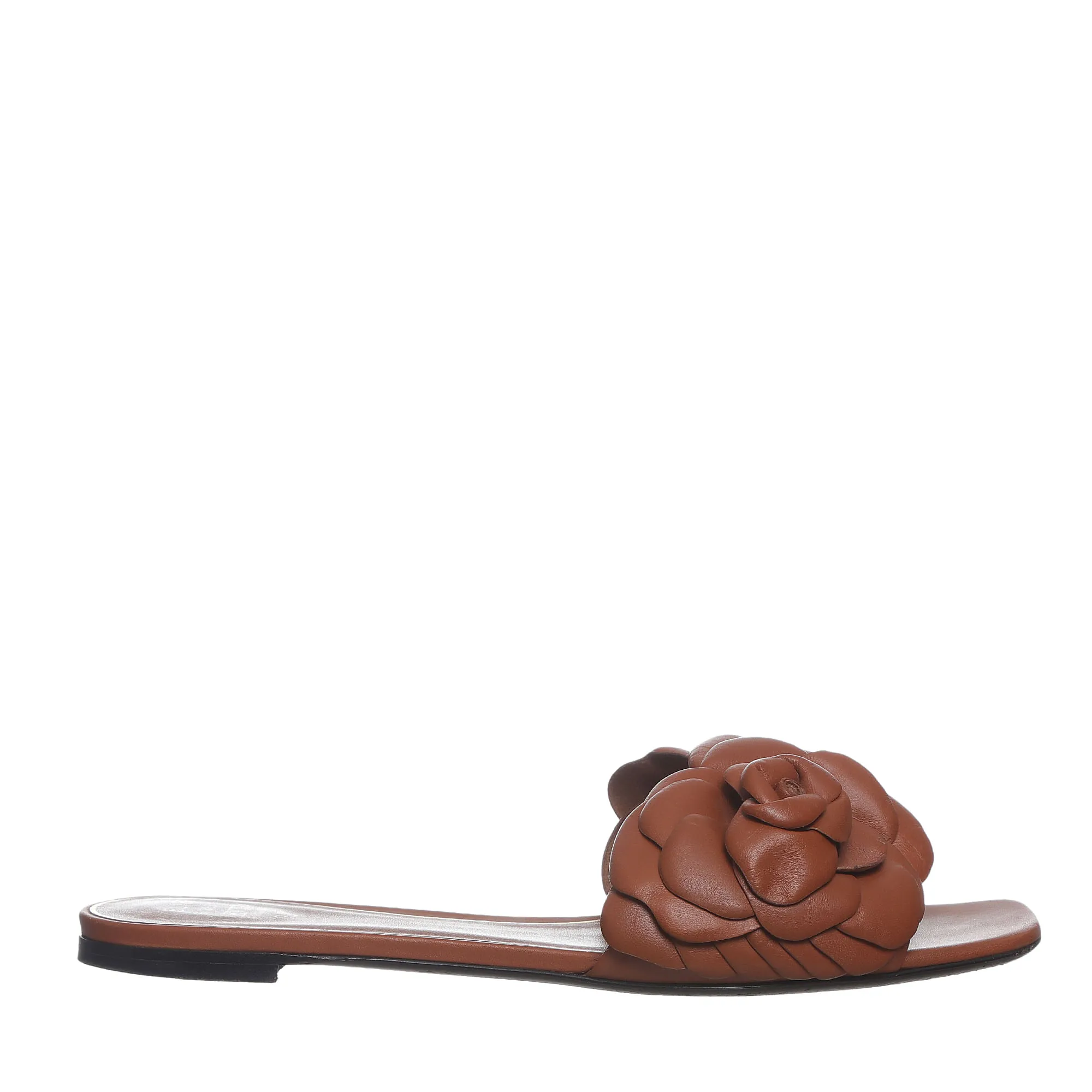 Sandália Valentino Garavani Rasteira Rosas Marrom