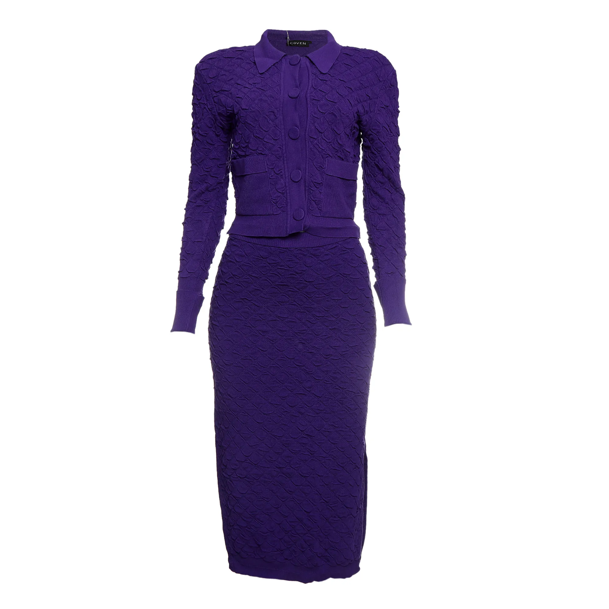 Conjunto Coven Blusa e Saia Tricô Roxo