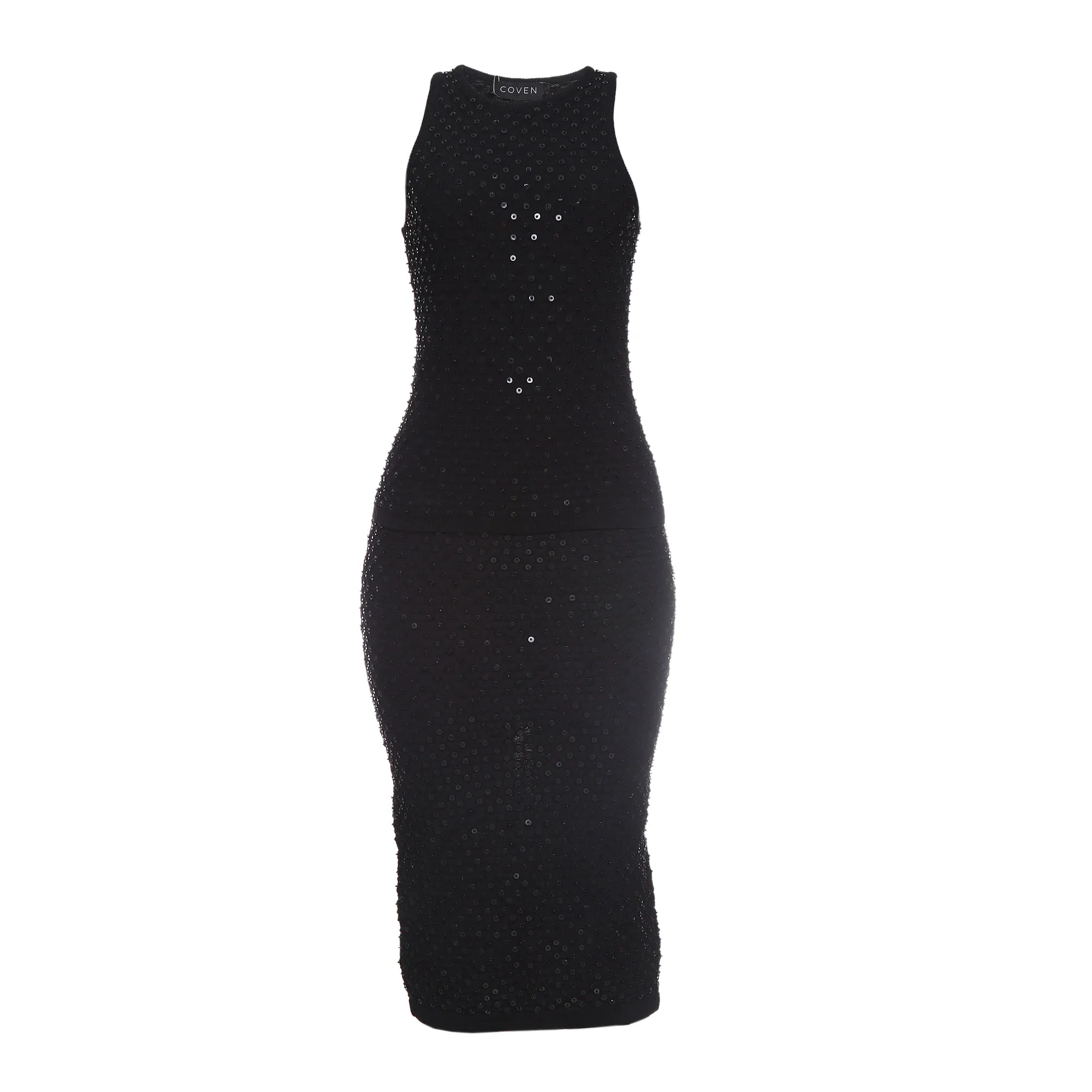 Conjunto Coven Blusa e Saia Tricô Paete Preto