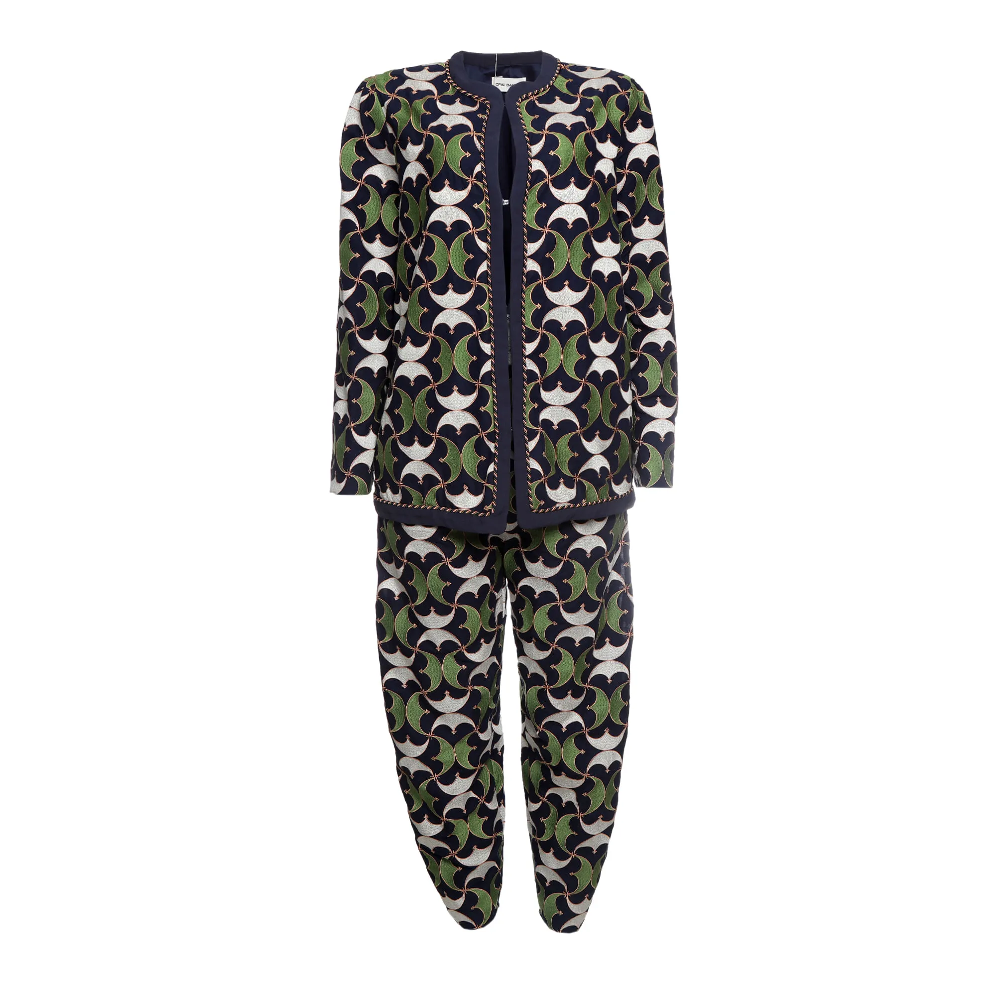 Conjunto Cris Barros Casaco e Calça Estampado Azul