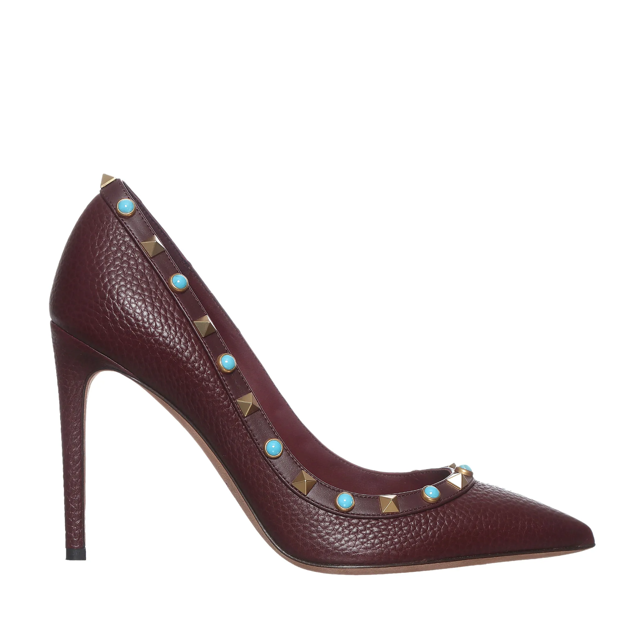 Sapato Valentino Garavani Rockstud Couro Vinho