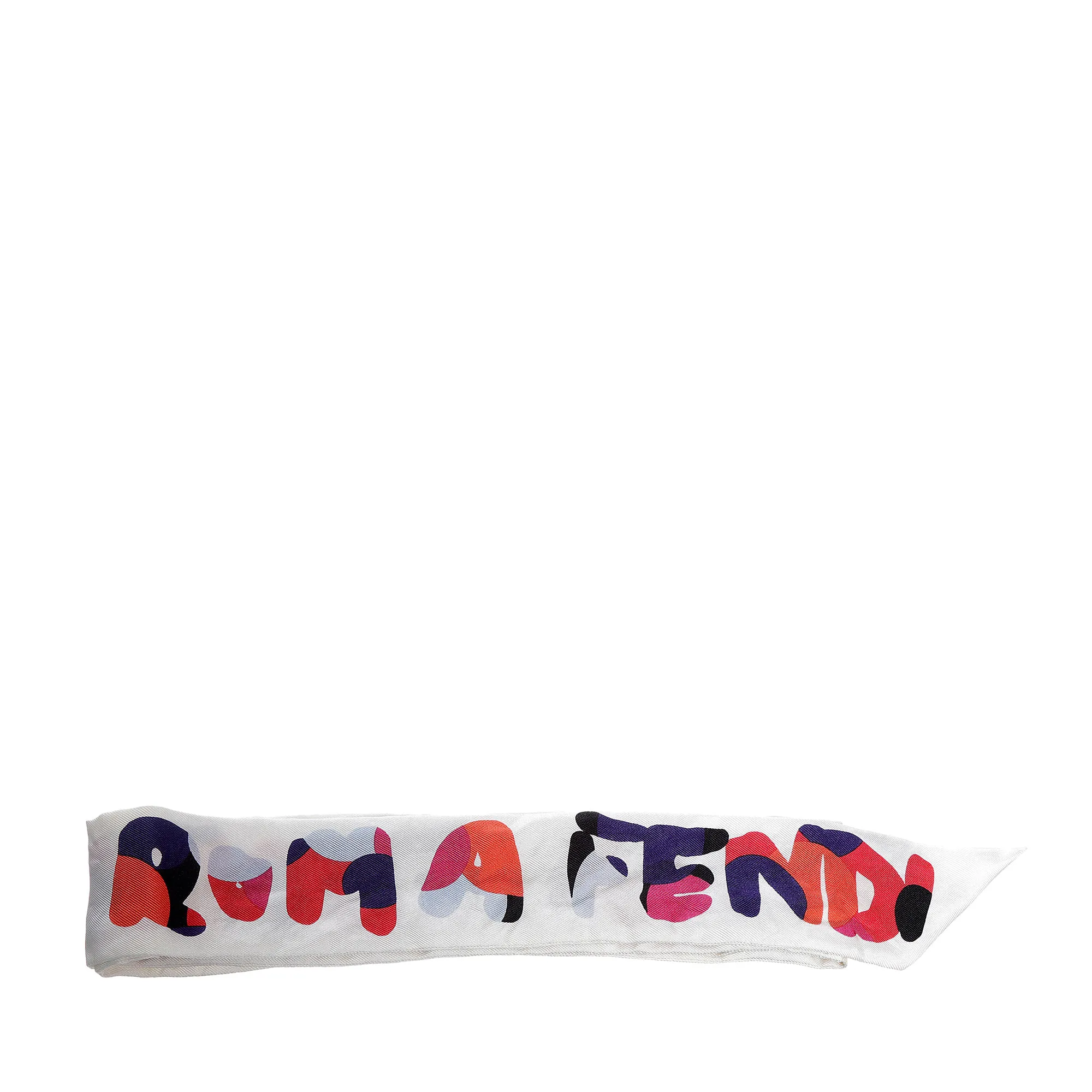 Lenço Fendi Seda Estampado Branco
