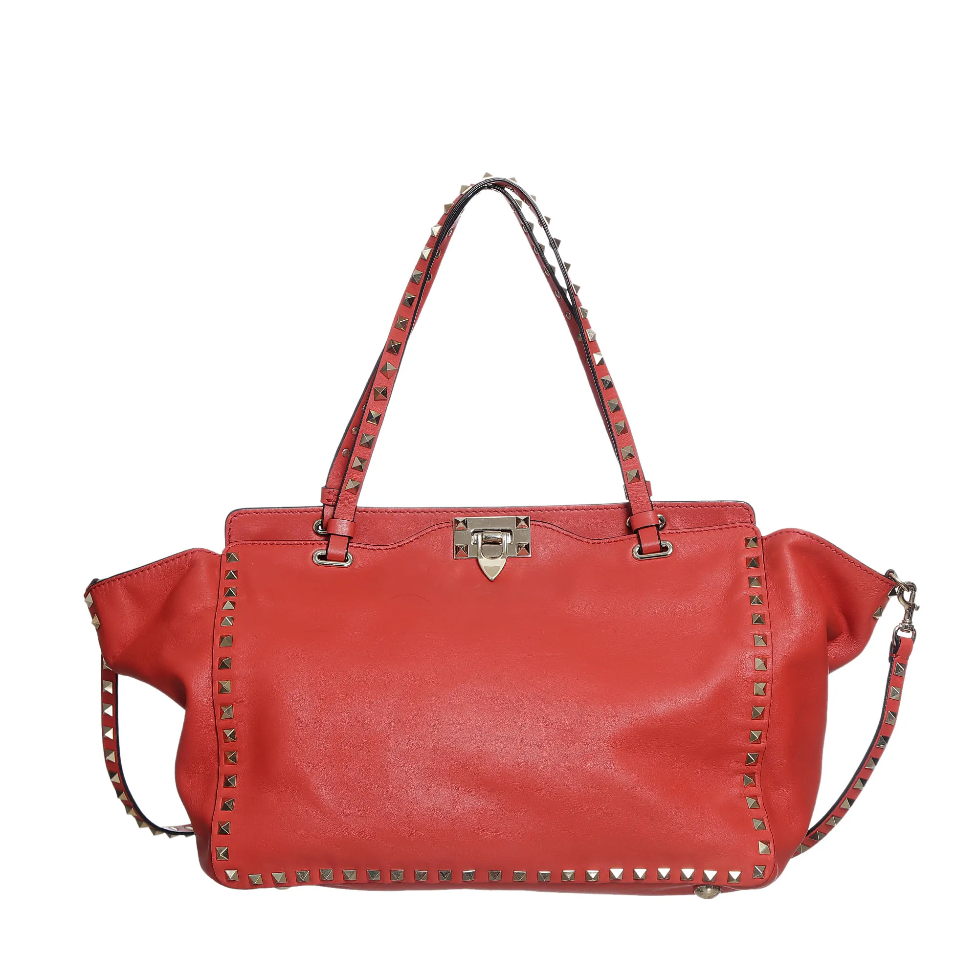 Bolsa Valentino Garavani Rockstud Tote Vermelha
