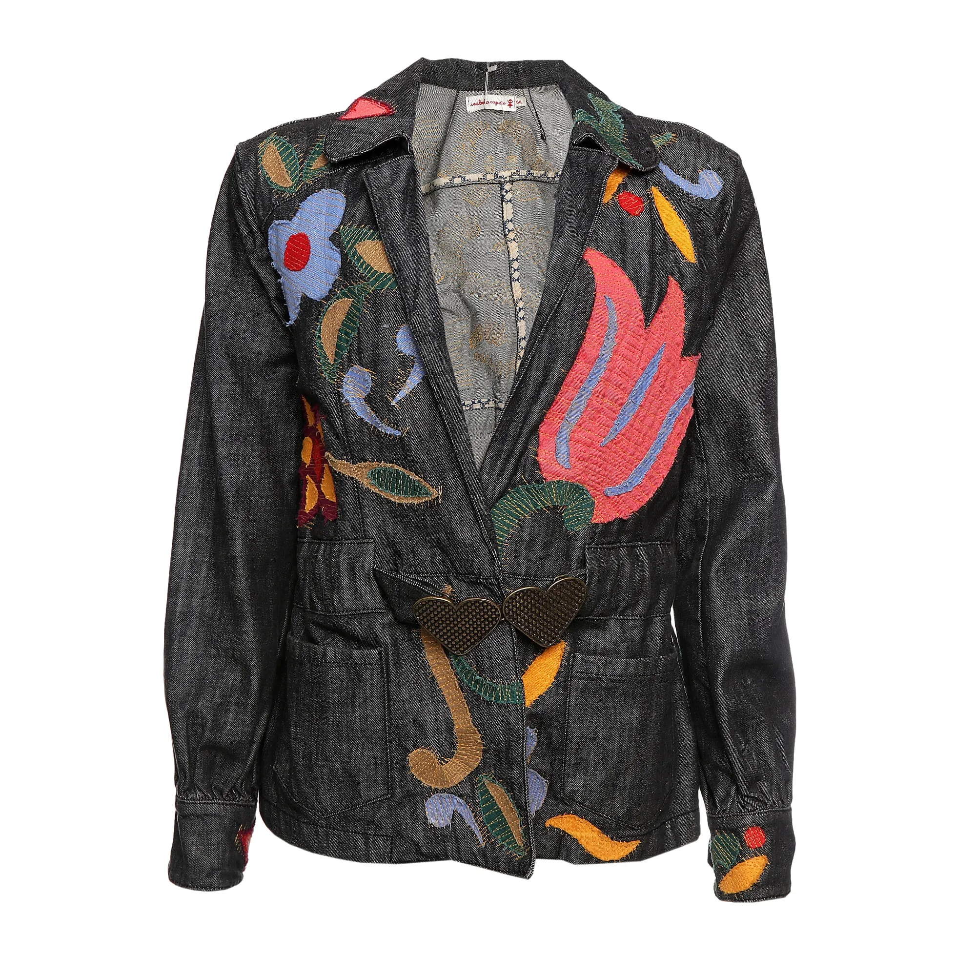 Jaqueta Isabela Capeto Jeans Flores