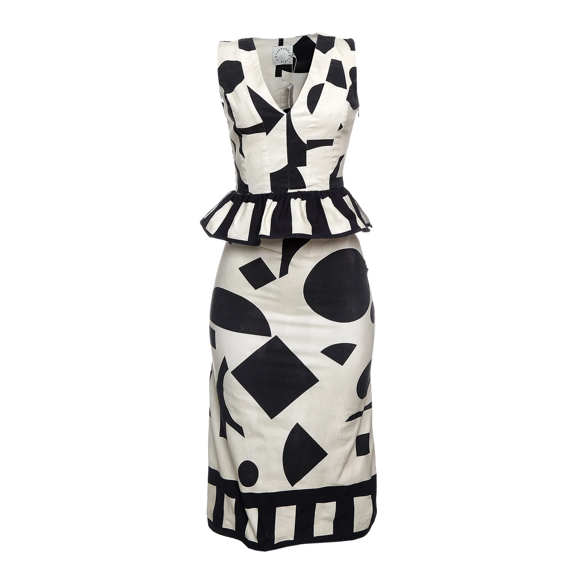 Vestido Geometrico Bege