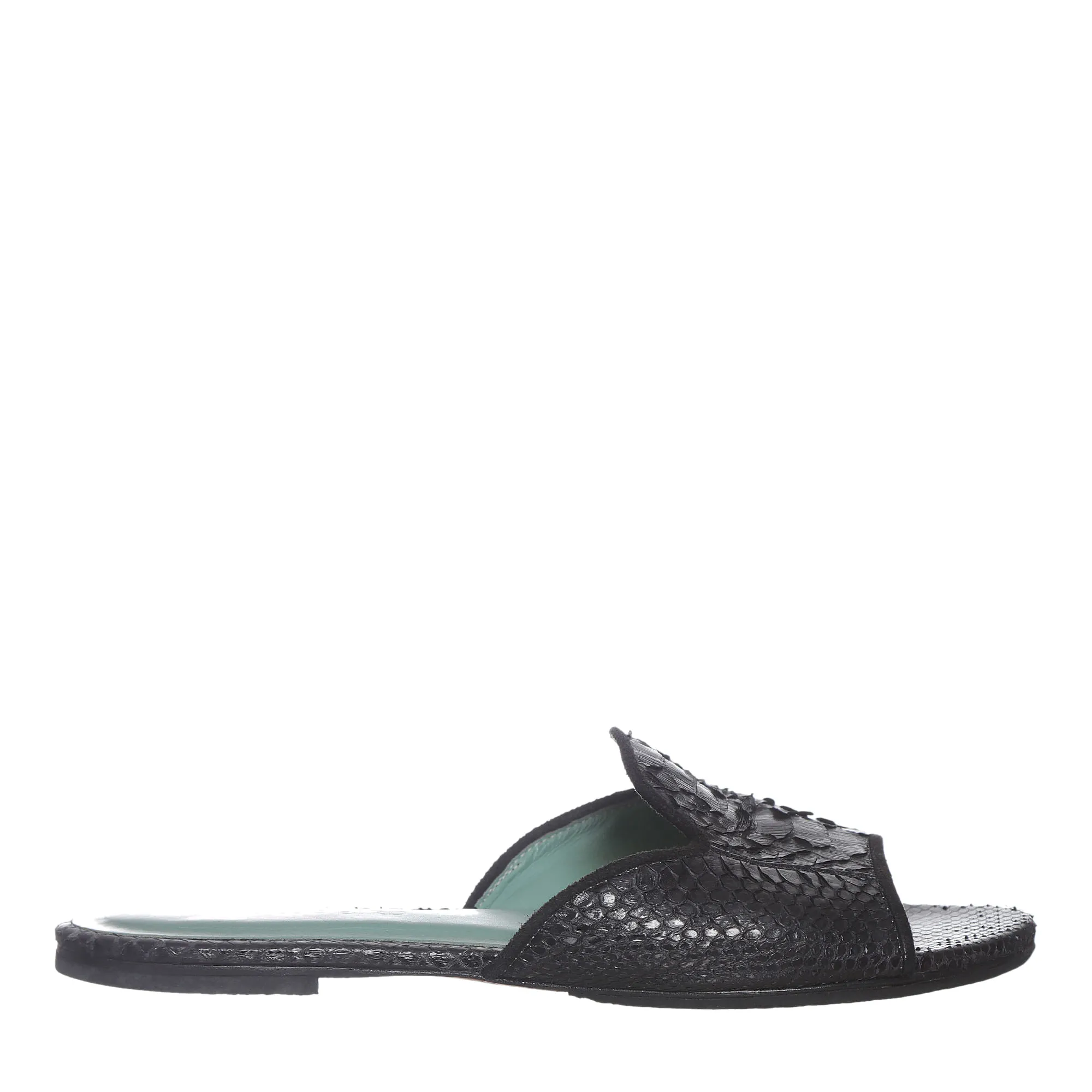 Sandália Rasteira Blue Bird Shower Flat Python Preto