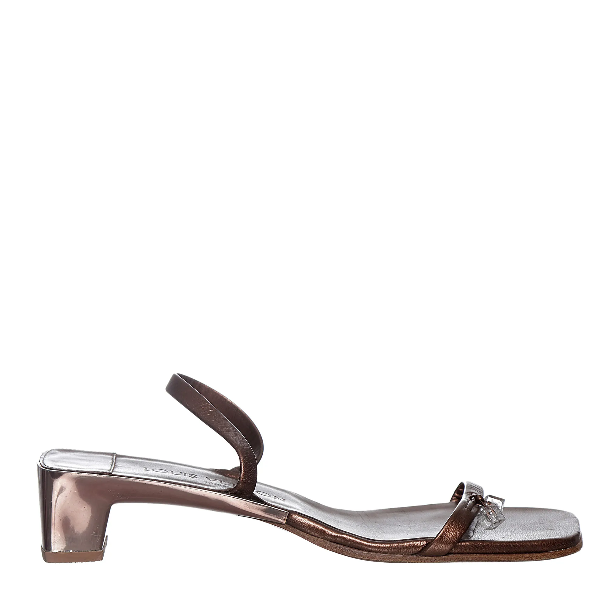 Sandália Louis Vuitton Couro Bronze